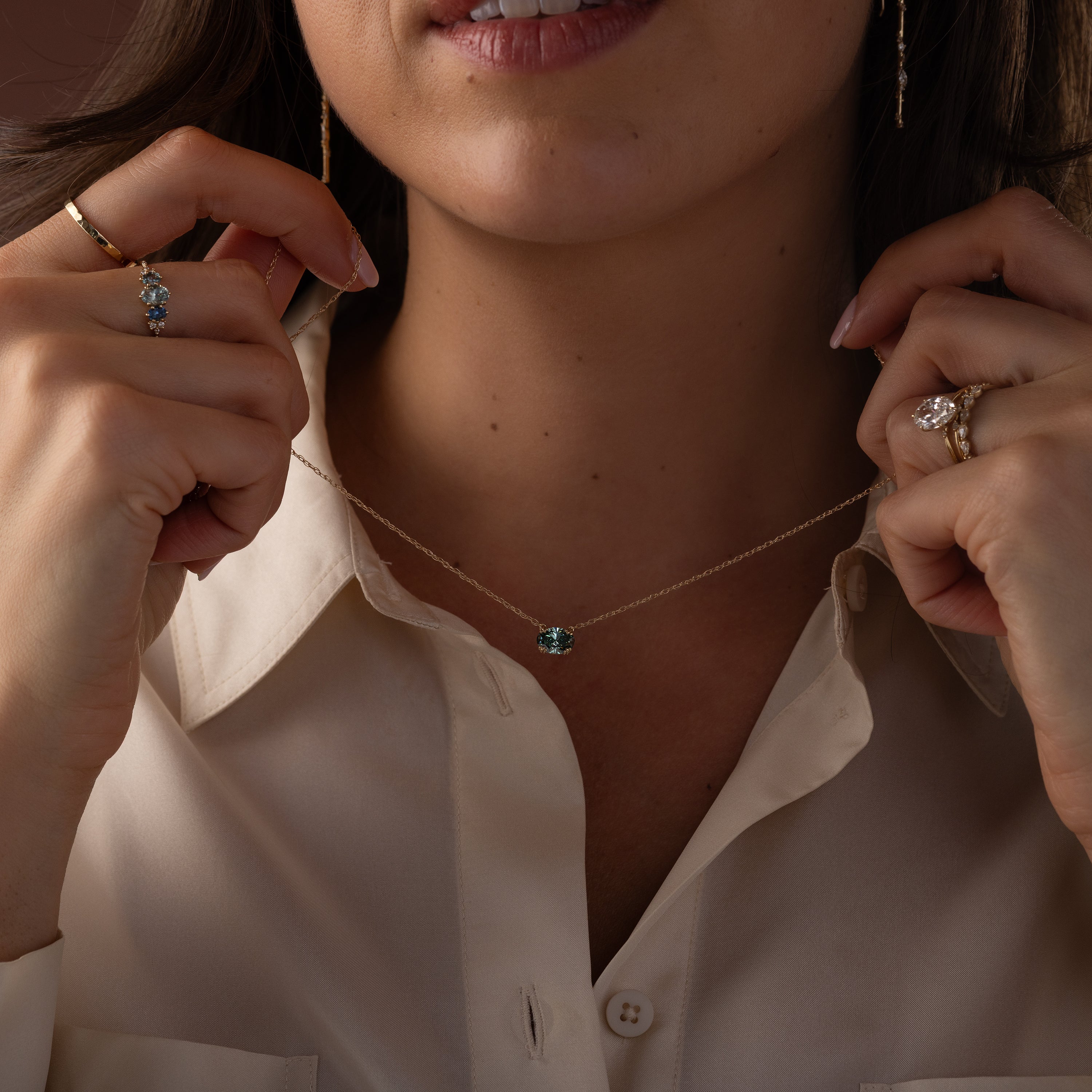 Threaded Necklace, 1.04ct. Lab-Grown Green Diamond | Melanie Casey Threaded Necklace, 1.04ct. Lab-Grown Green Diamond | Melanie Casey
