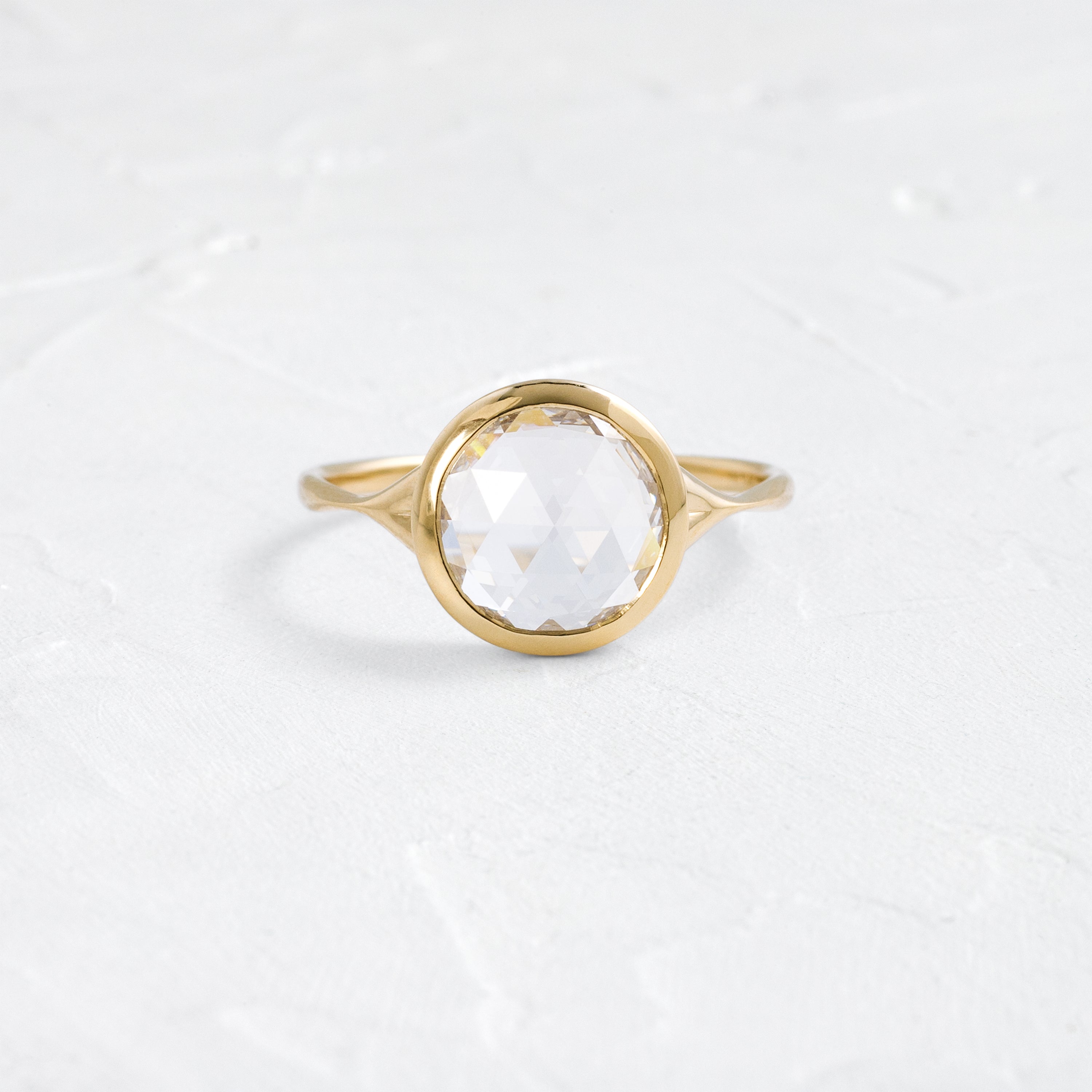 Bezel Corset Ring, Rose Cut | Handcrafted Engagement Ring