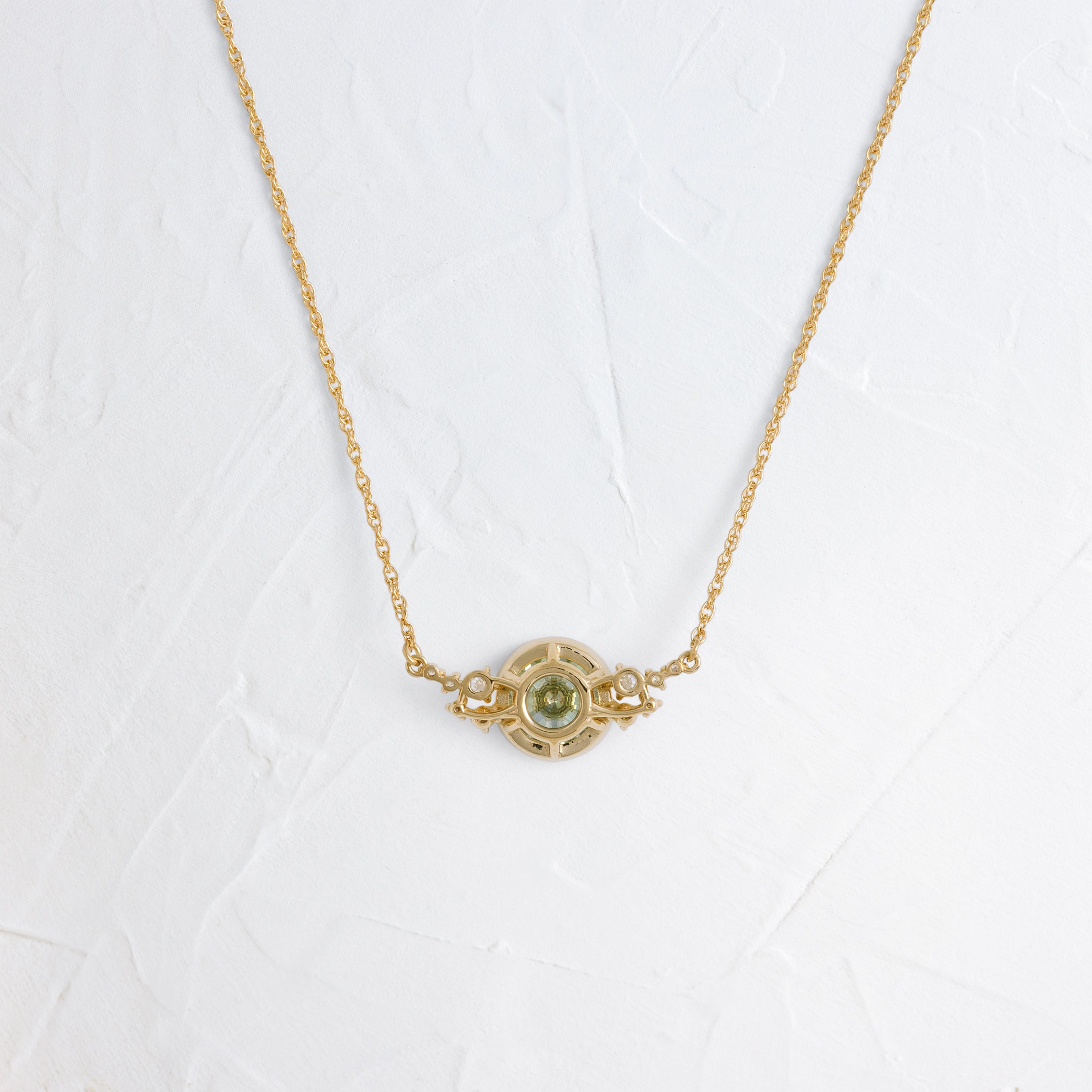 Bezel Snowdrift Necklace, 1.79ct. Lab-Grown Green Diamond