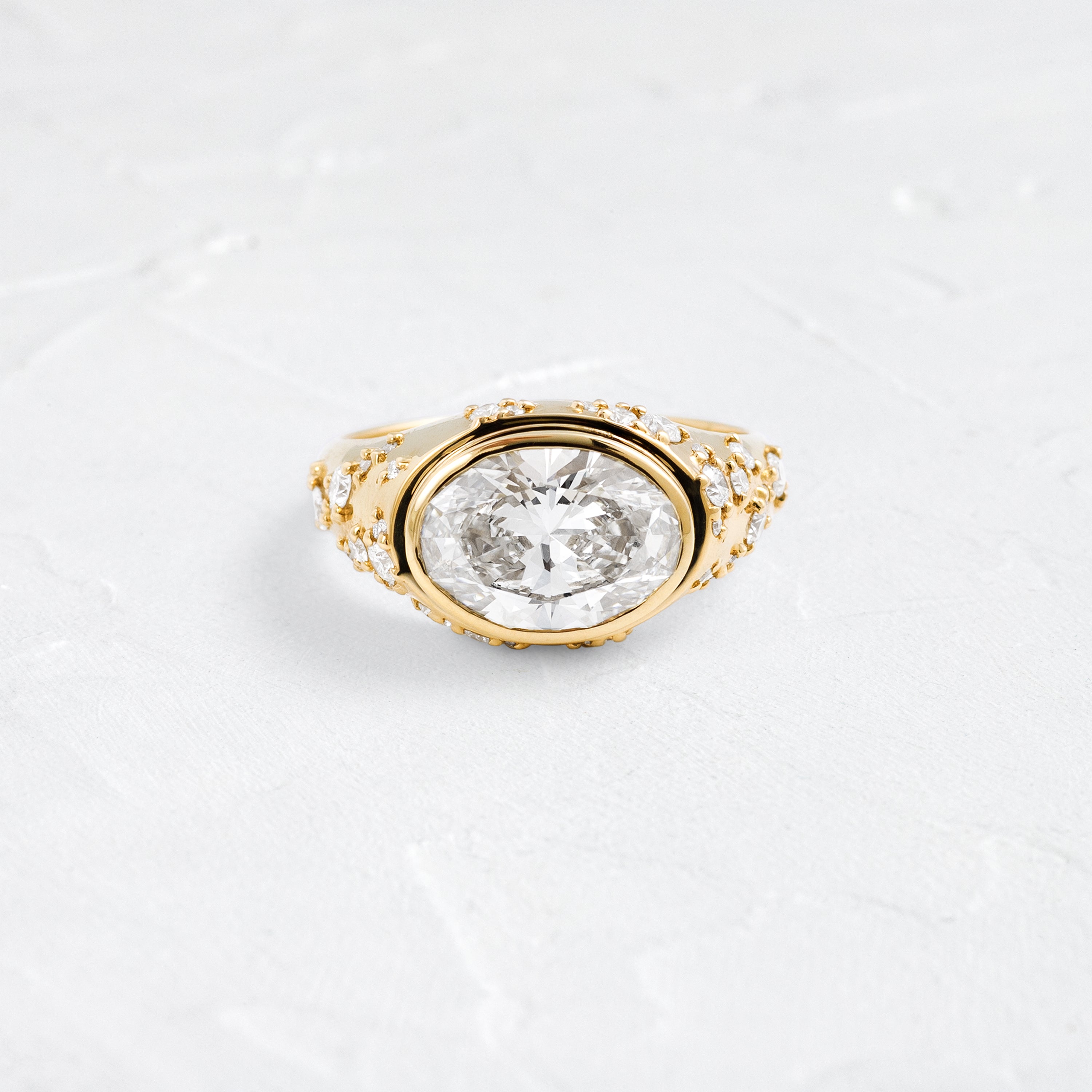 Astral Diamond Signet Ring, 2.84ct. Lab-Grown Oval Cut | Melanie