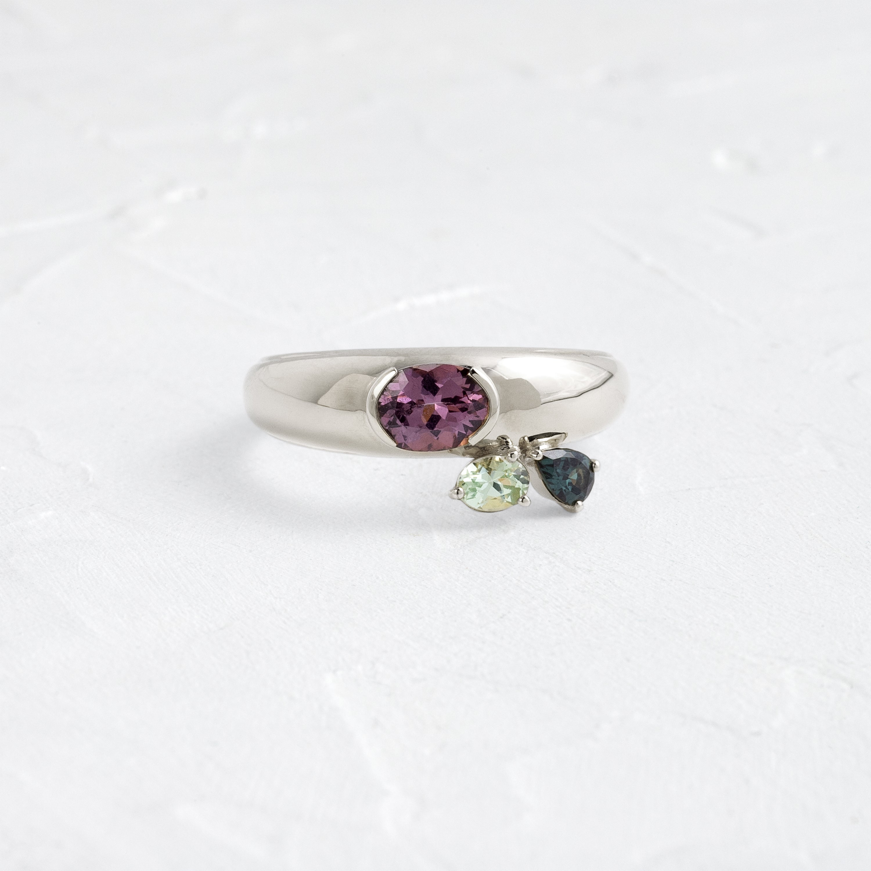 Gemstones 凛 Sterling Silver & Seven CZ Gemstone Rows Size 7 Ring