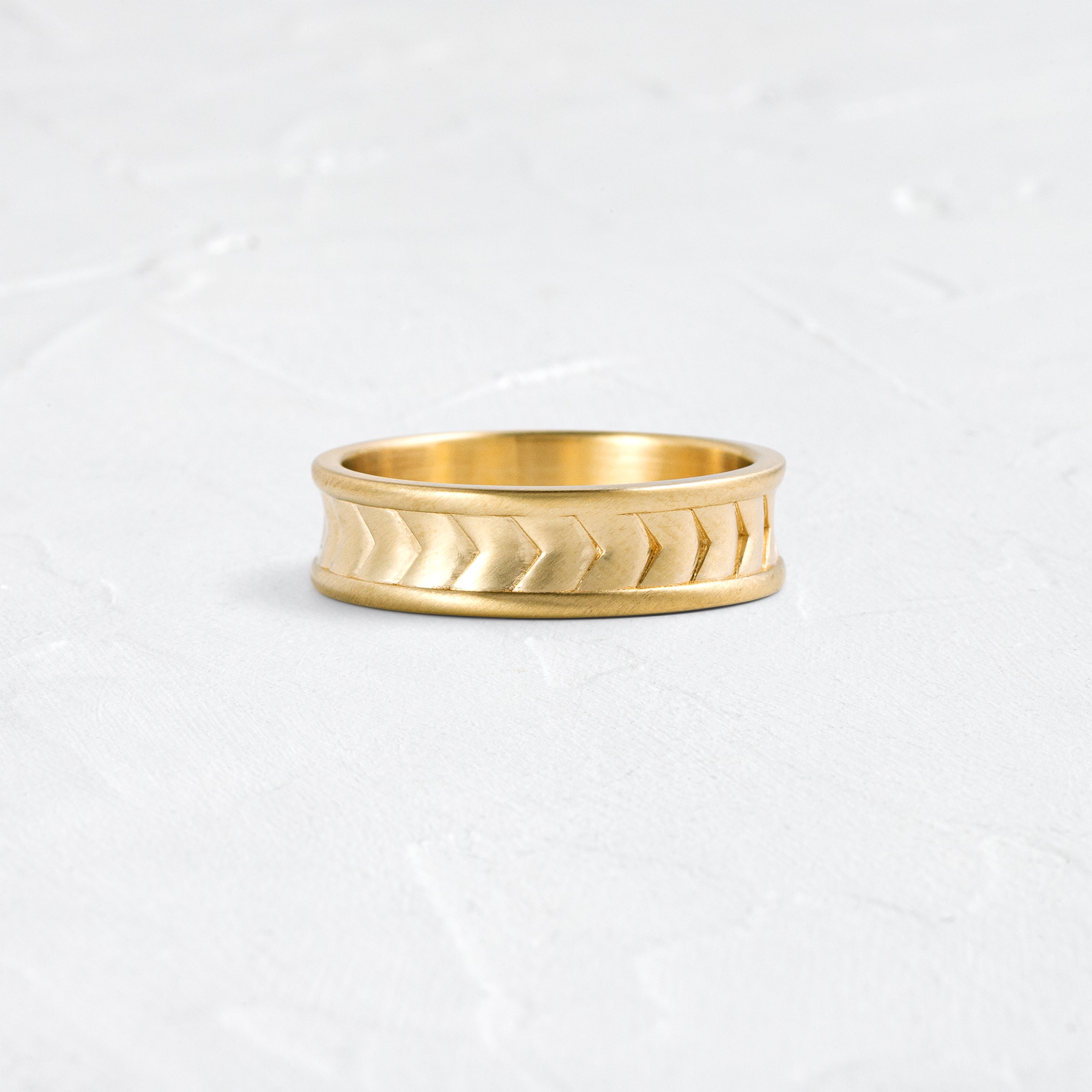 Chevron Band with Edges: 6.45mm Size 10.5 - In Stock | Melanie