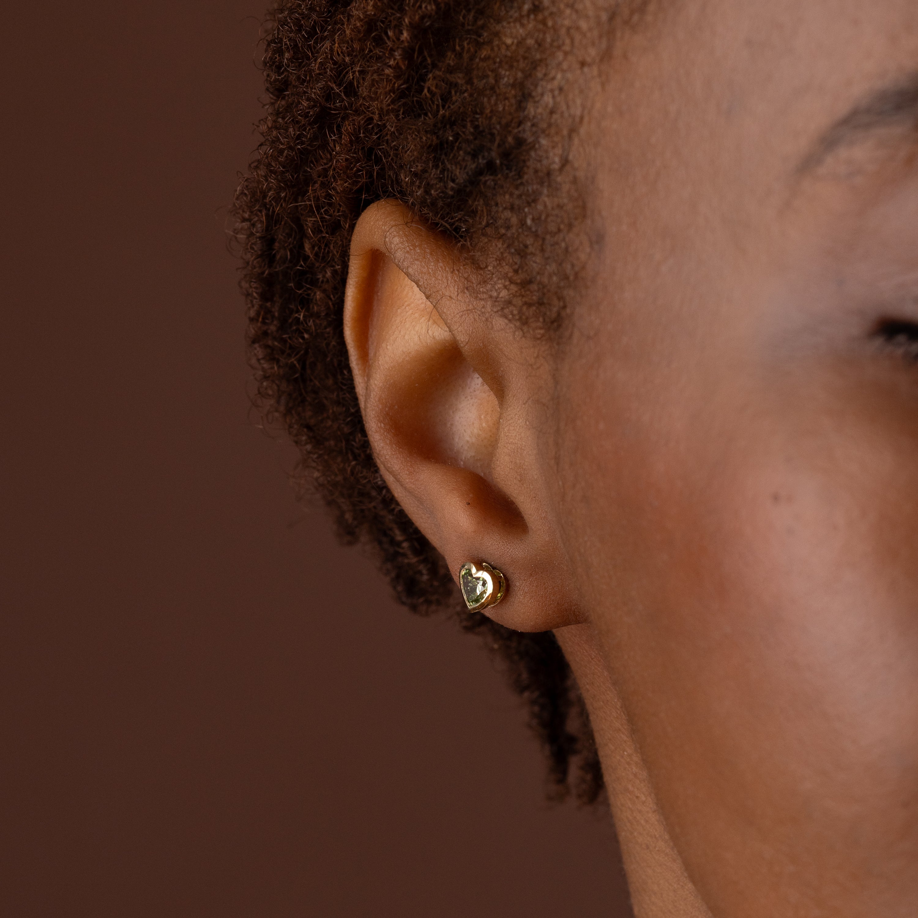 Heart to Heart Bezel Studs, Green Diamond | Melanie Casey