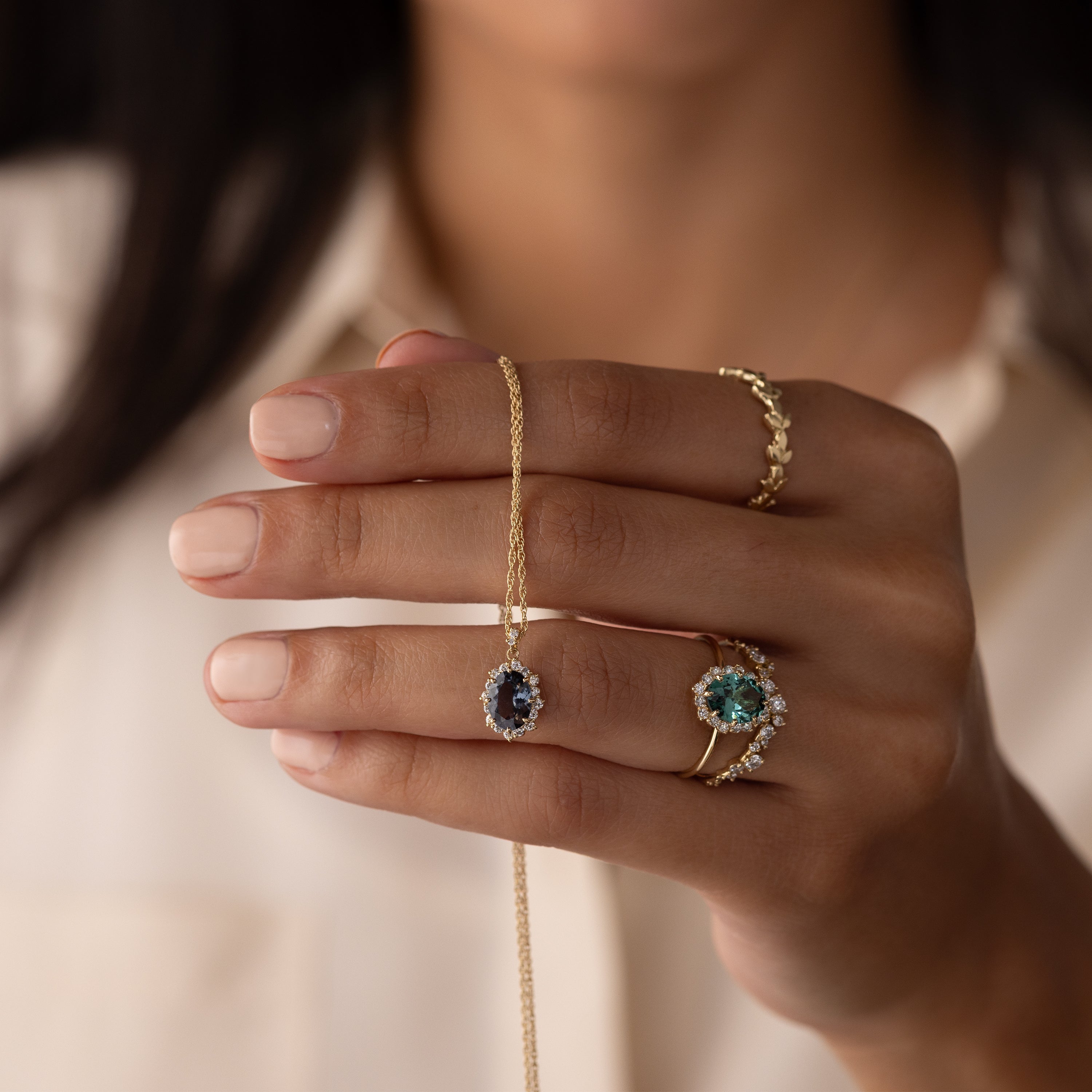 Sapling Necklace, 1.16ct. Blue-Gray Spinel | Melanie Casey Jewelry