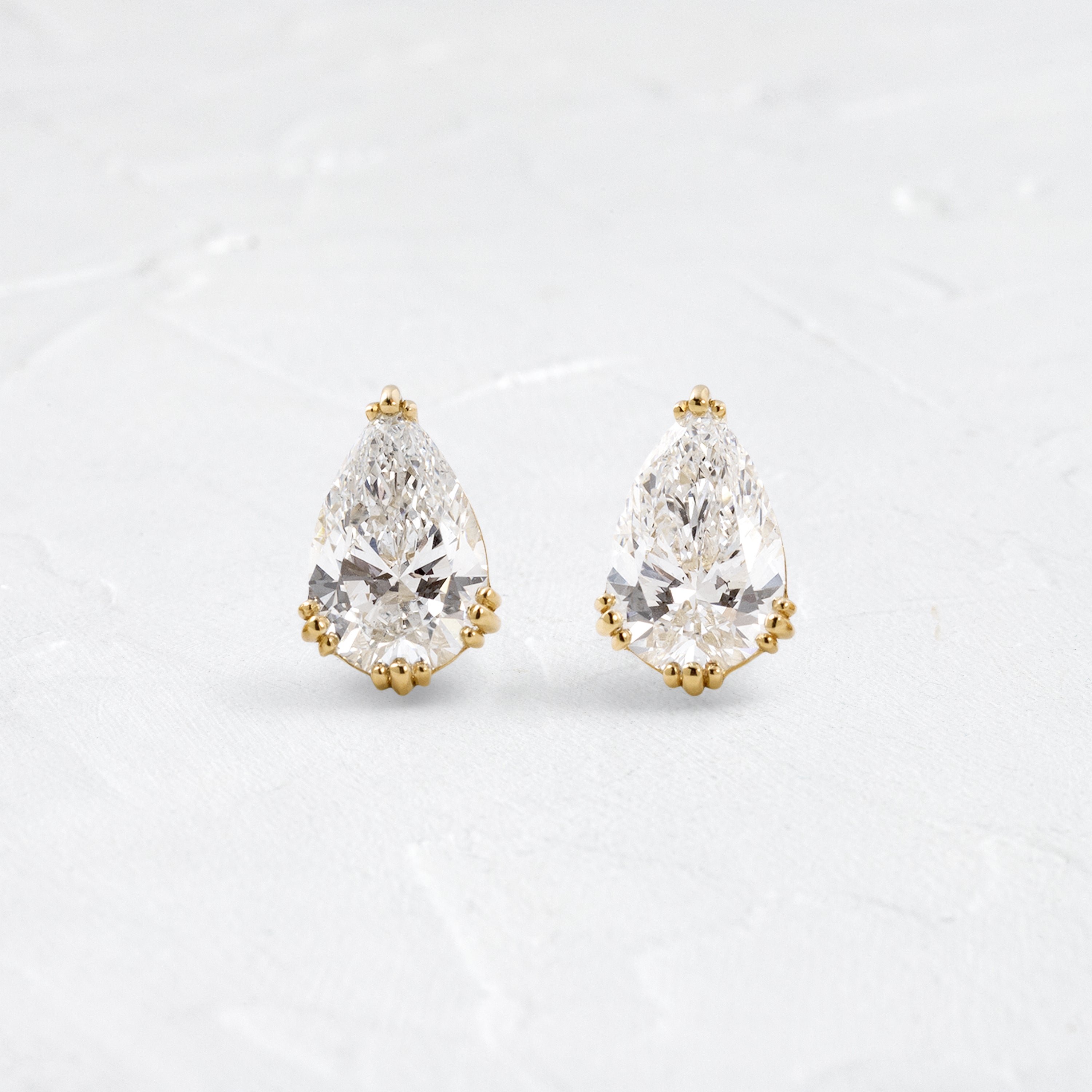 Threaded Studs, Lab-Grown Pear Cut - In Stock - Melanie Casey