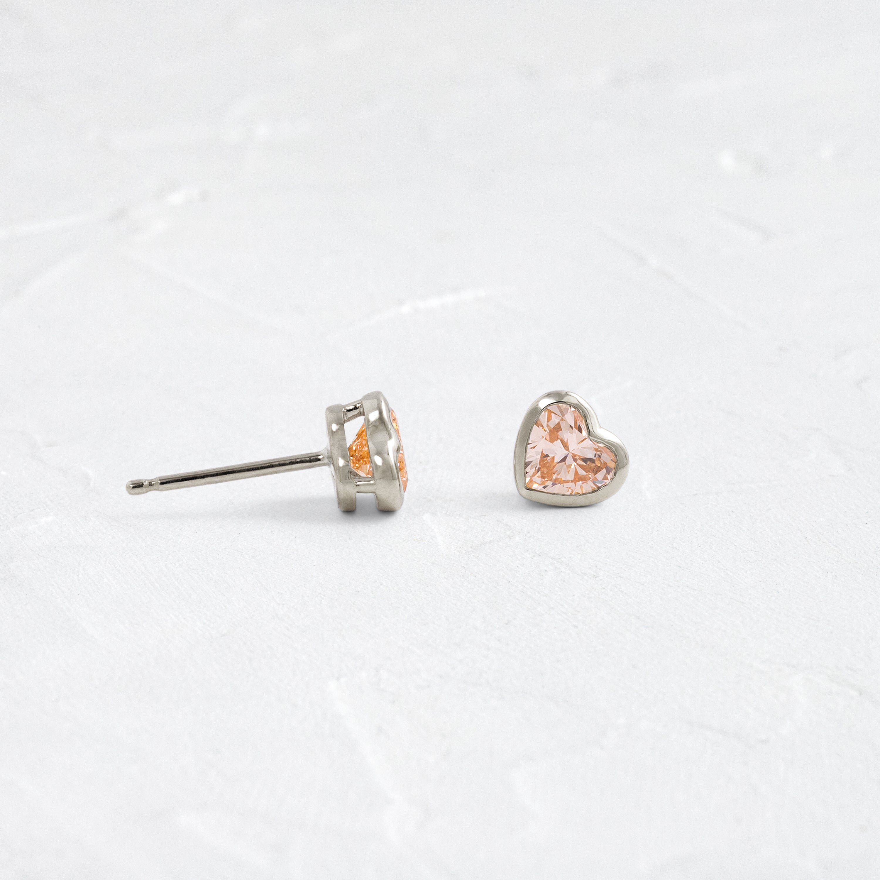 Heart to Heart Bezel Studs, Pink Diamond | Melanie Casey