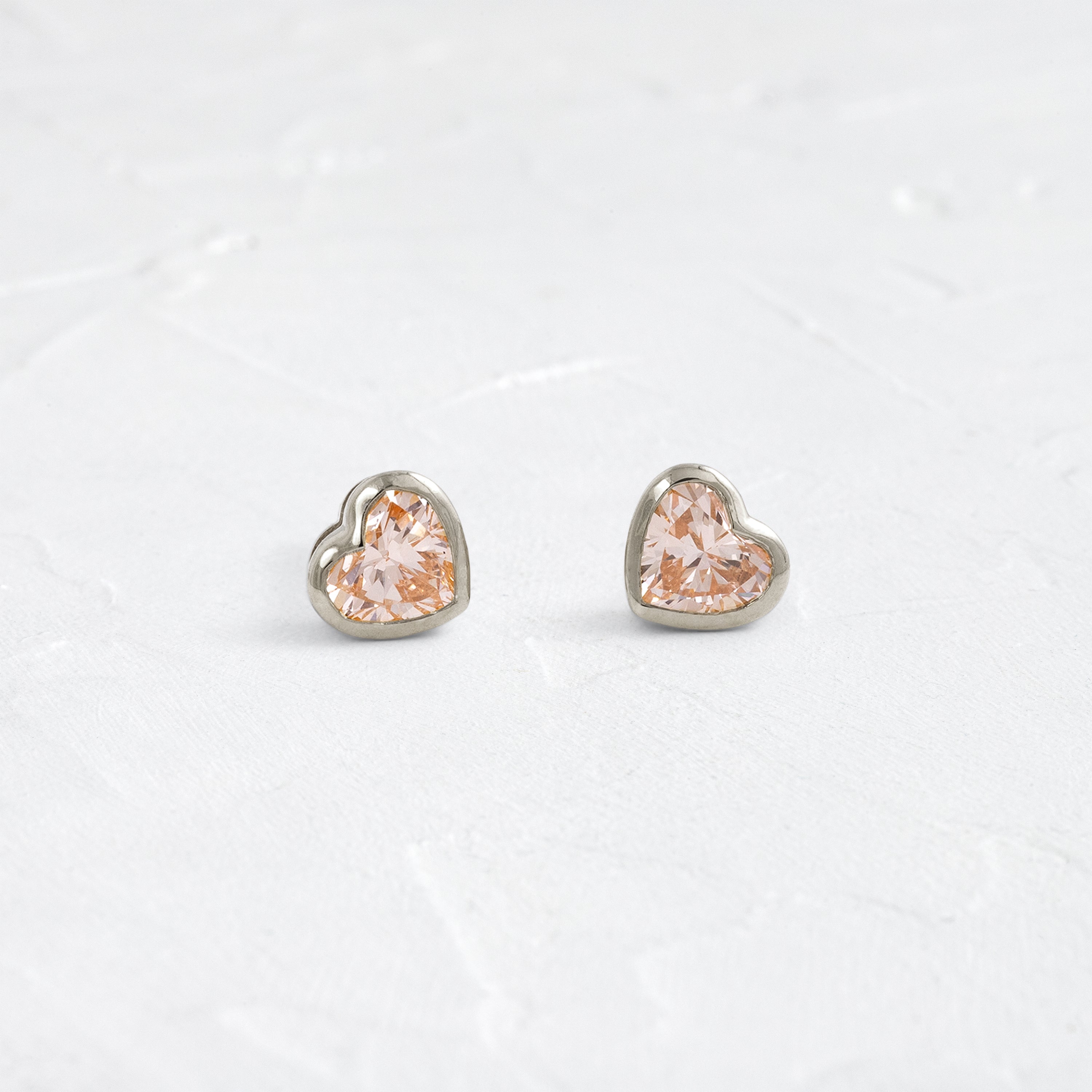 Heart to Heart Bezel Studs, Pink Diamond | Melanie Casey