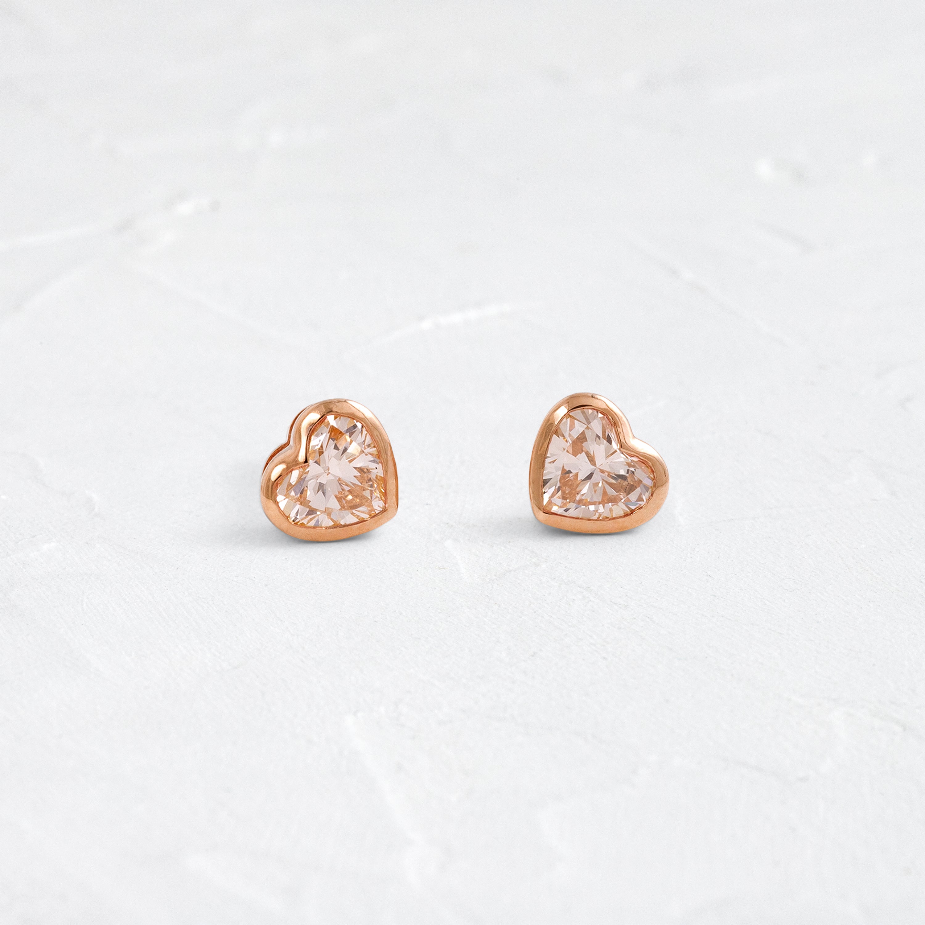 Heart to Heart Bezel Studs, Pink Diamond | Melanie Casey