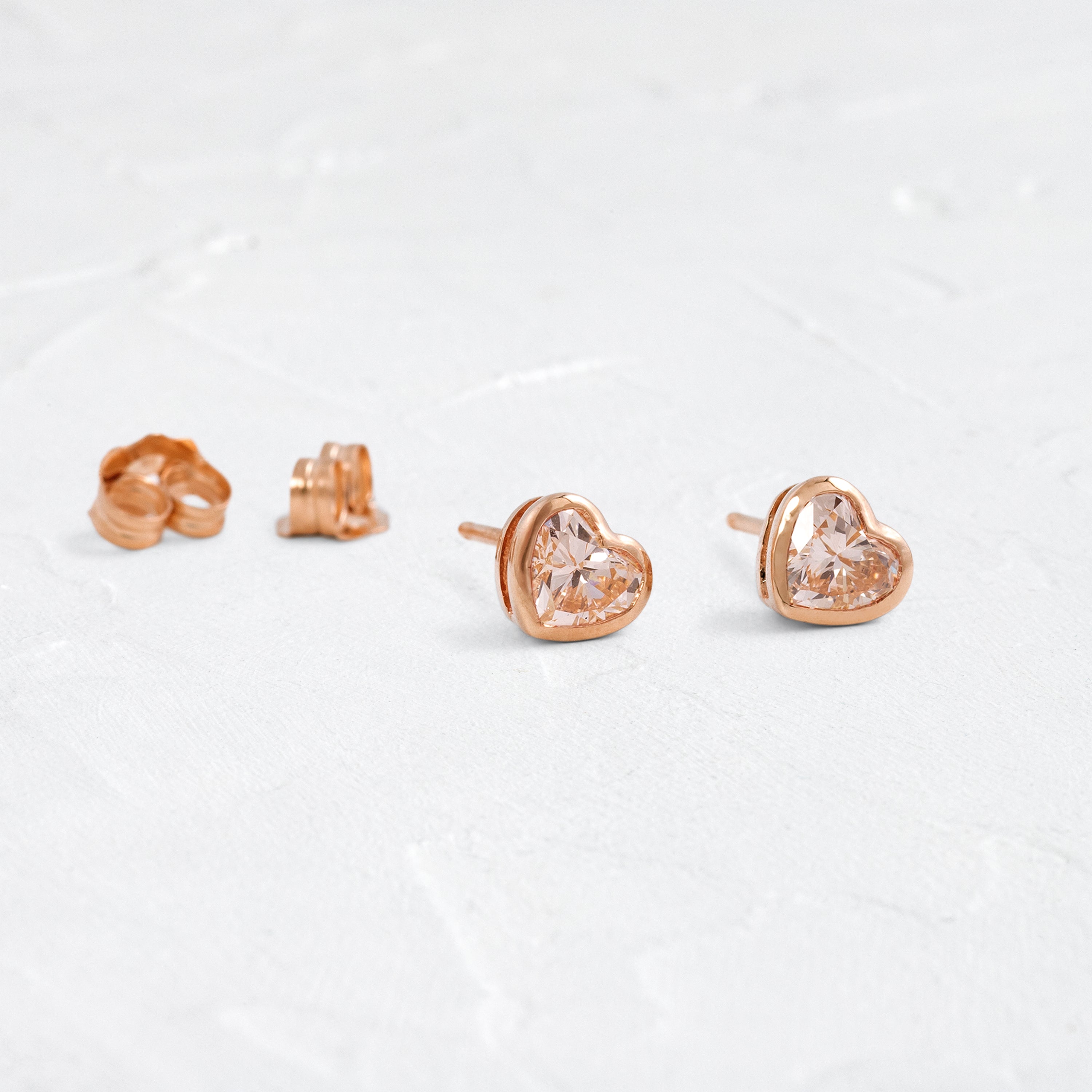 Heart to Heart Bezel Studs, Pink Diamond | Melanie Casey
