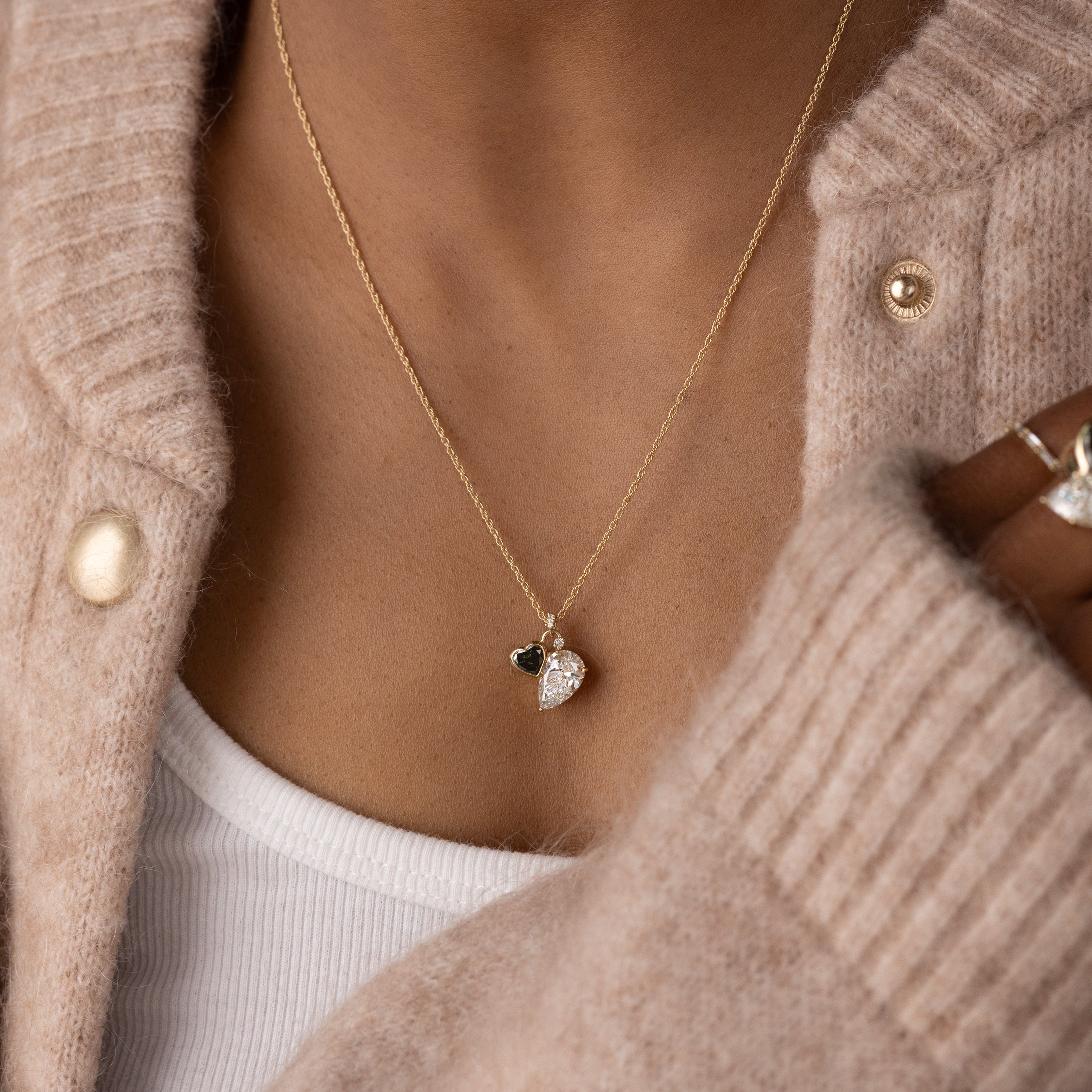 Heart to Heart Necklace, Blue-Green Diamond - In Stock | Melanie