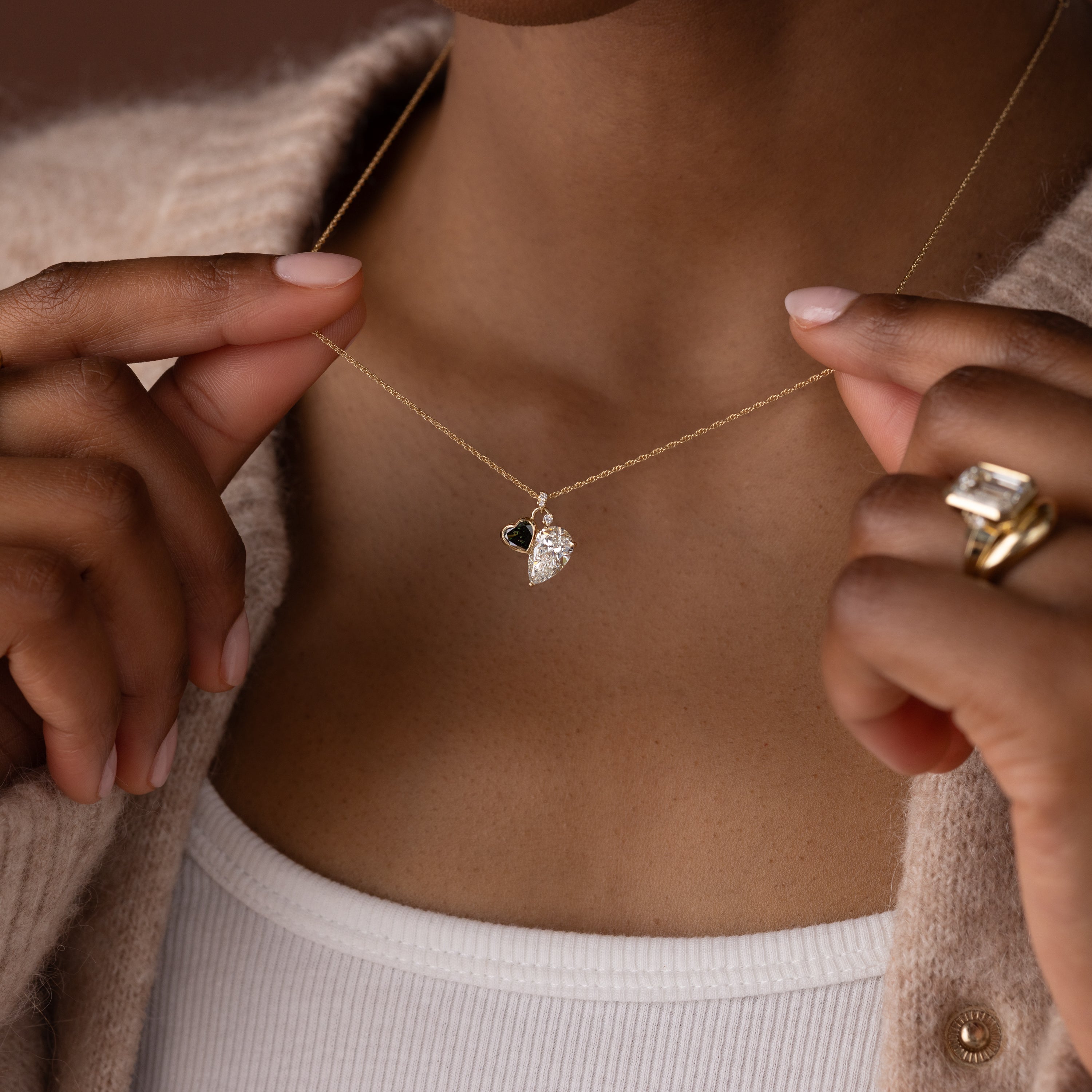 Heart to Heart Necklace, Blue-Green Diamond - In Stock | Melanie