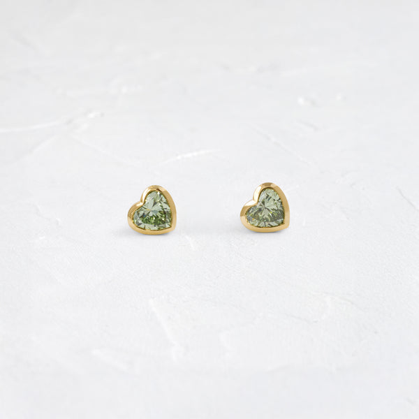 Heart to Heart Bezel Studs, Green Diamond | Melanie Casey