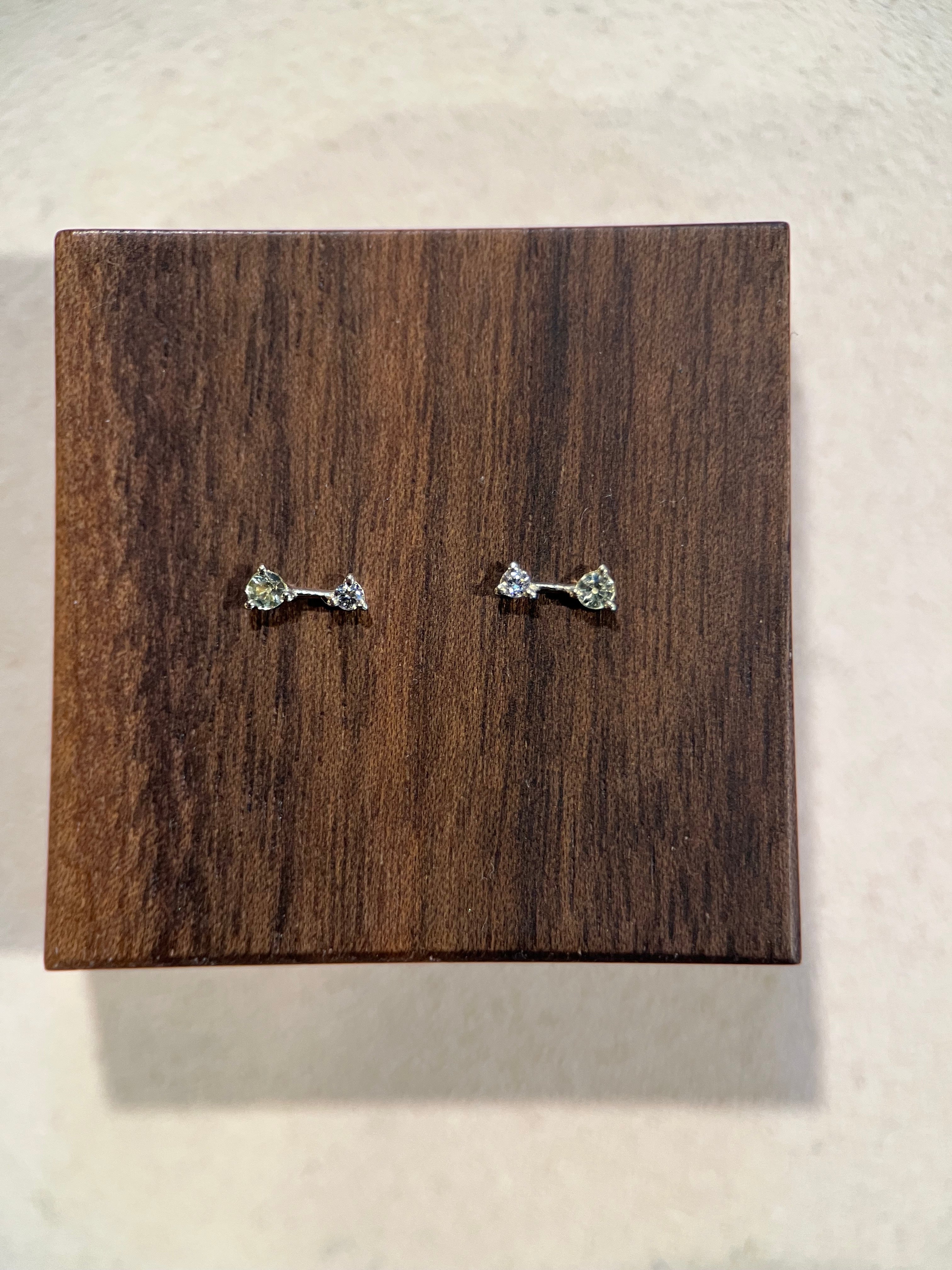 Pie in the Sky - Green Sapphire and Diamond Tinsel Two-Stone Studs ...