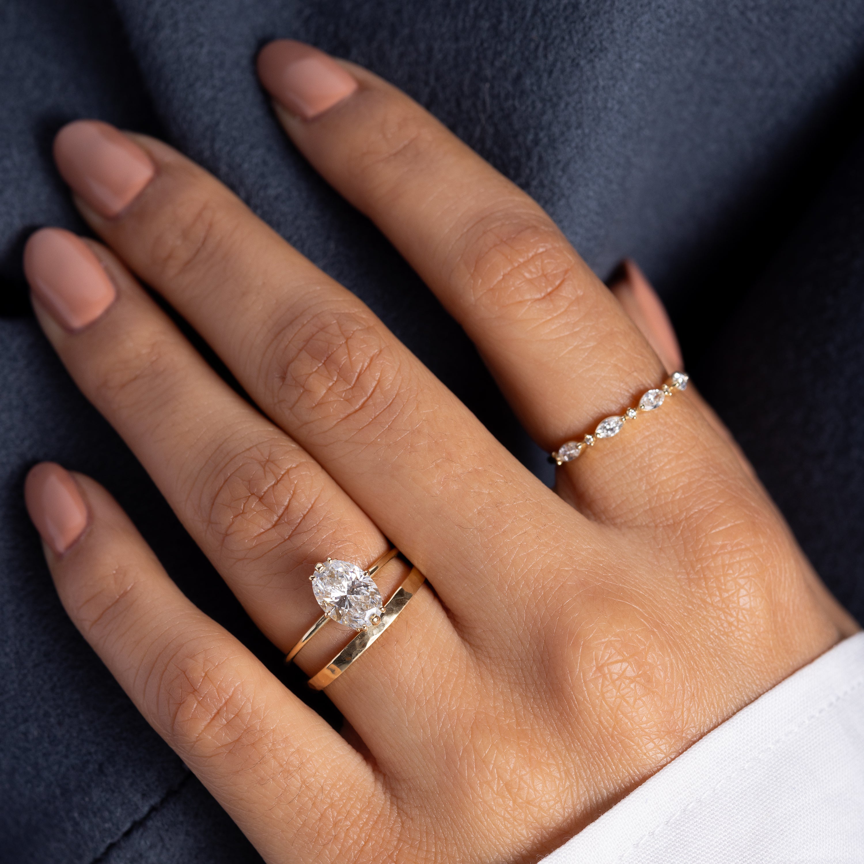 Unveiled Ring with Diamond Sweep, Oval Cut - Melanie Casey