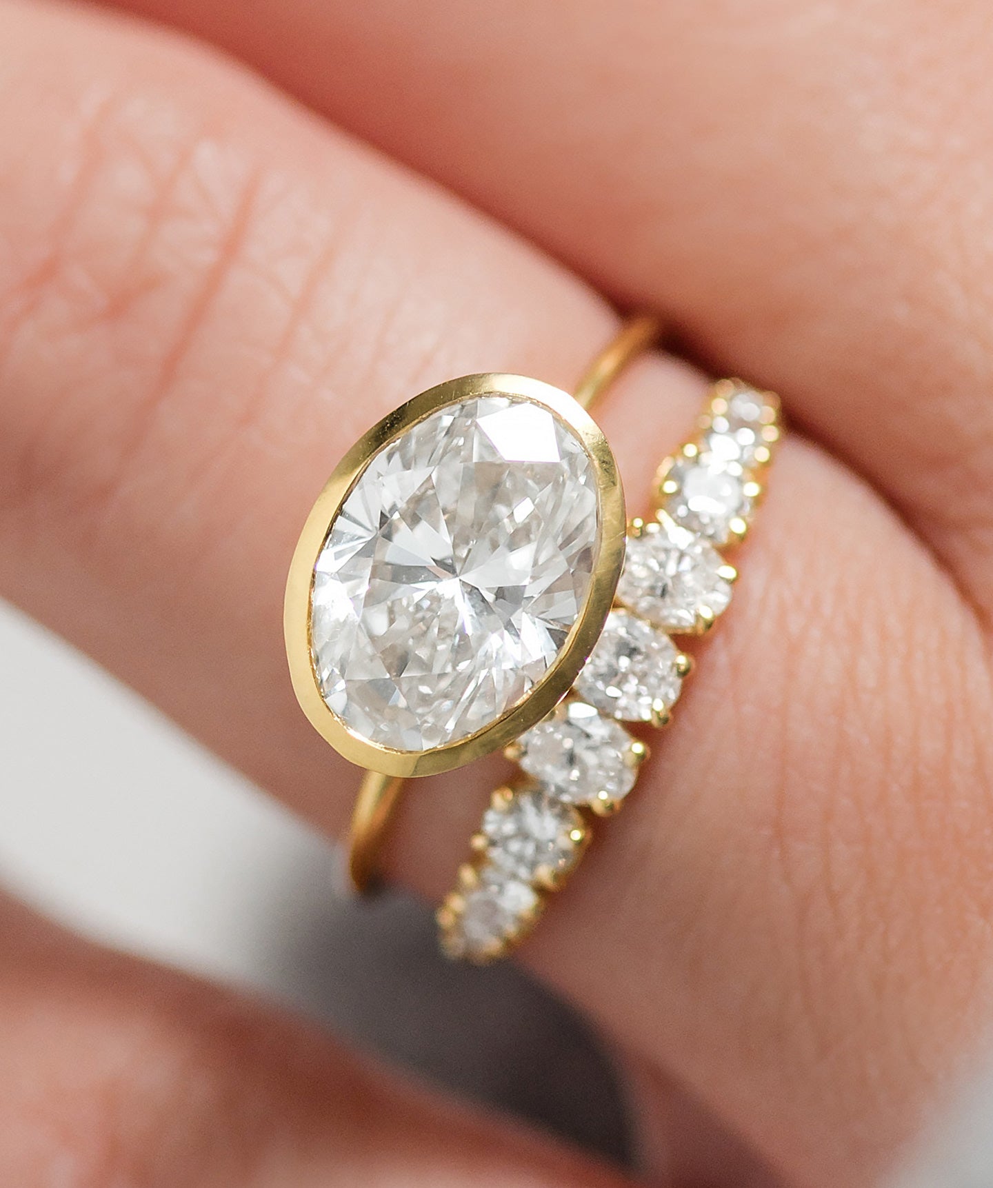 Wedding Band Styling Inspiration for a Bezel Set Engagement Ring