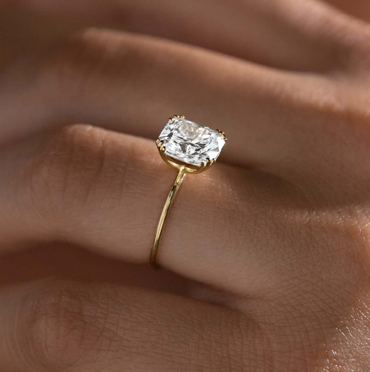 Long Dimond Rings Engagement Rings with Elongated Cushion Cut Diamonds – Melanie Casey