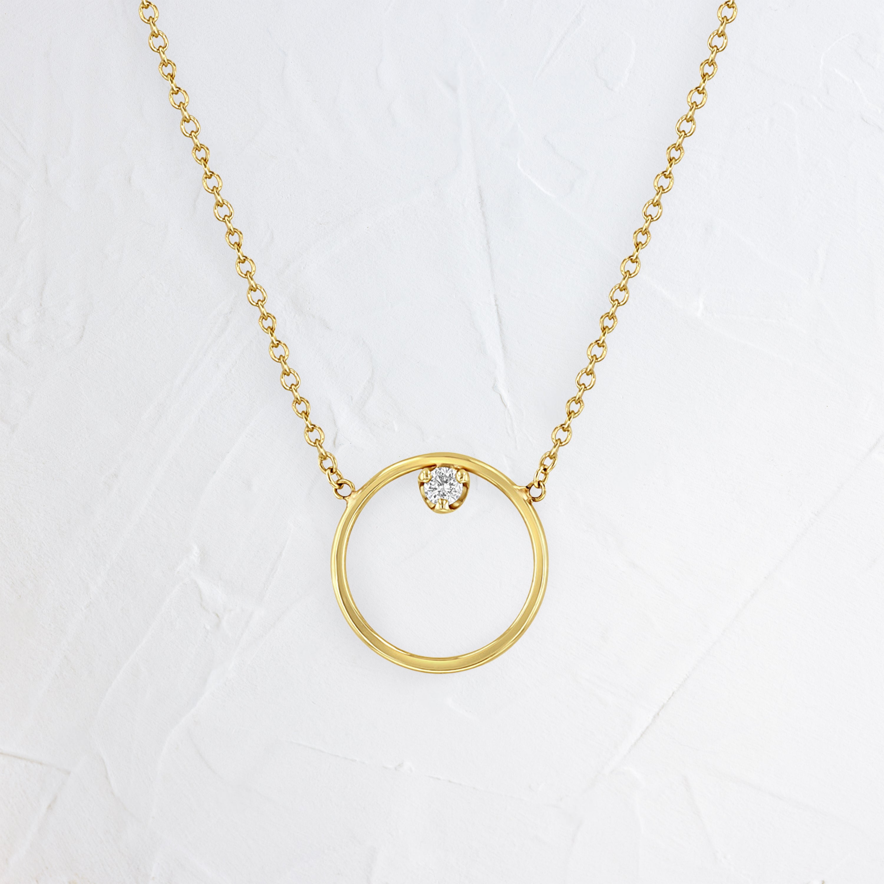 14k Circle Prong Diamond Necklace - In Stock | Zoe Chicco