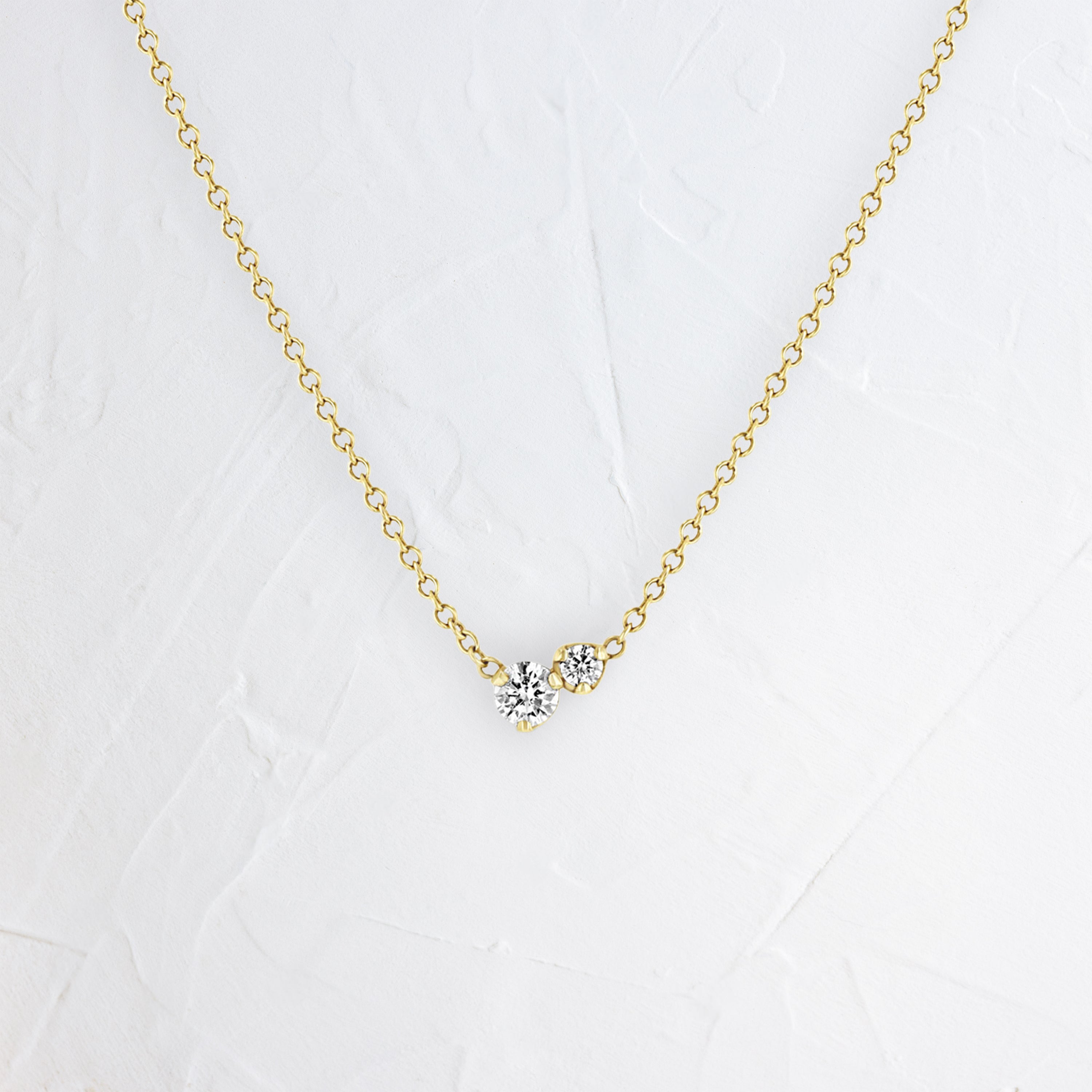 Large 2 Mixed Prong Diamond Necklace - In Stock | Zoe Chicco