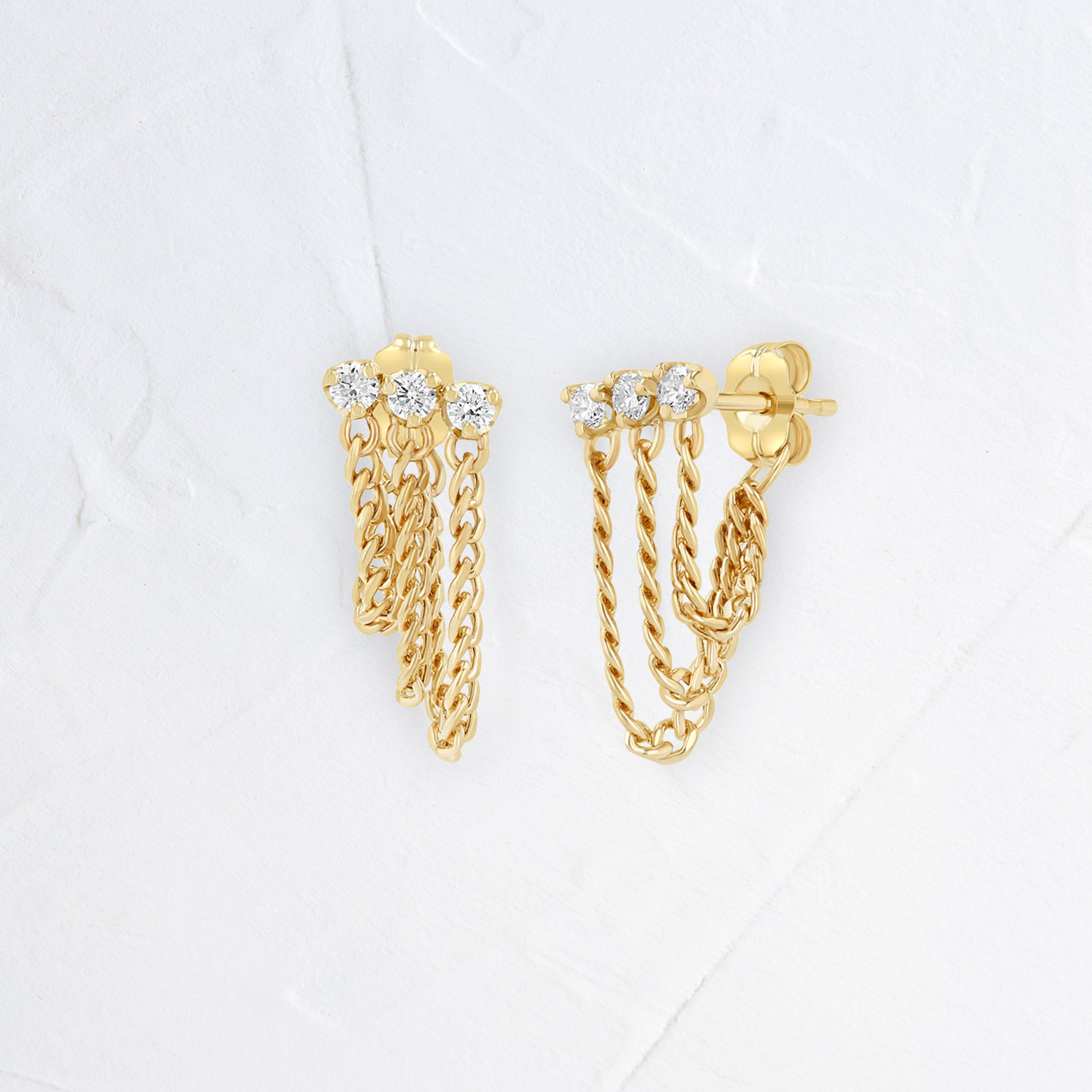 Waterfall Curb Chain Diamond Earrings - In Stock | Zoe Chicco