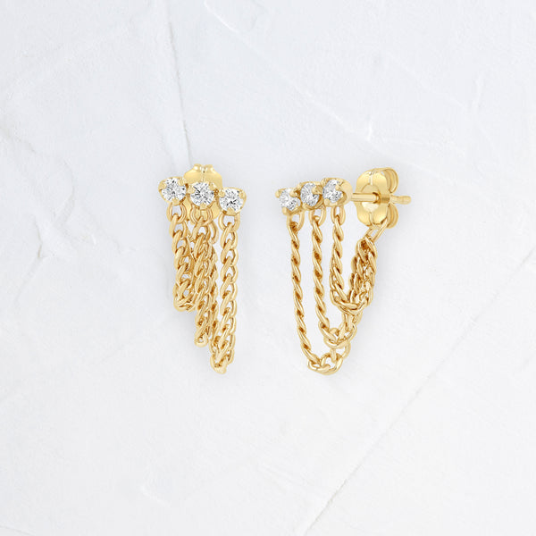 Waterfall Curb Chain Diamond Earrings - In Stock | Zoe Chicco
