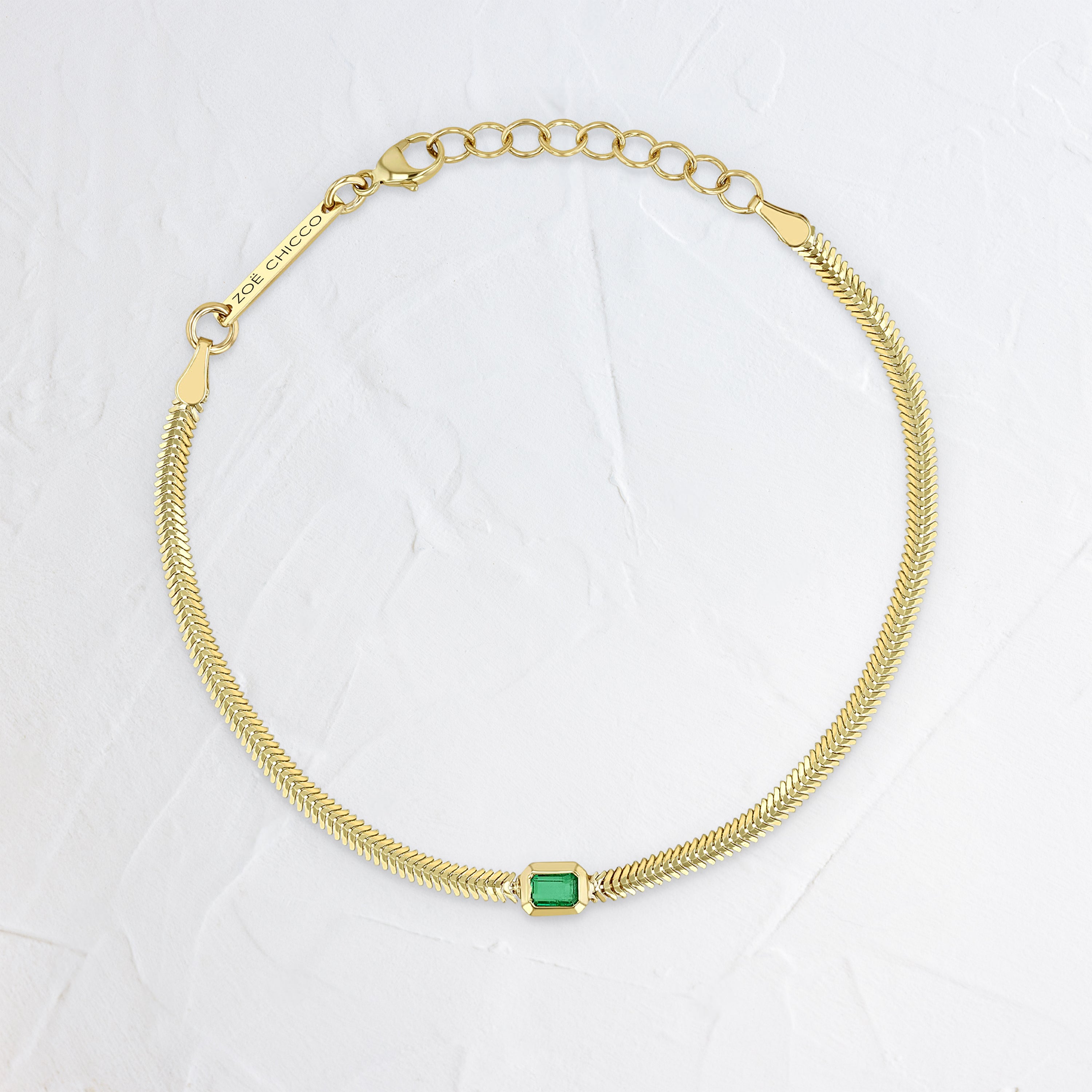 14k Emerald Small Snake Chain Bracelet - In Stock | Zoe Chicco
