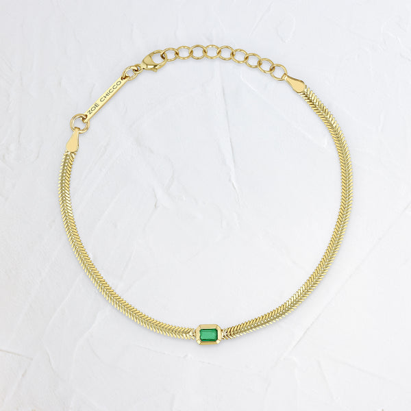 14k Emerald Small Snake Chain Bracelet - In Stock | Zoe Chicco
