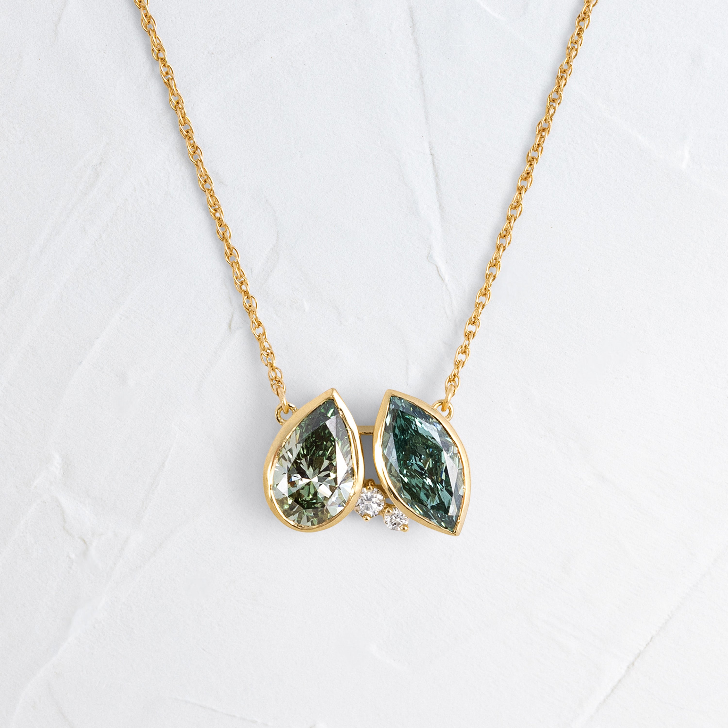 Tandem Necklace, 2.1ctw. Lab-Grown Green Diamonds | Melanie Casey