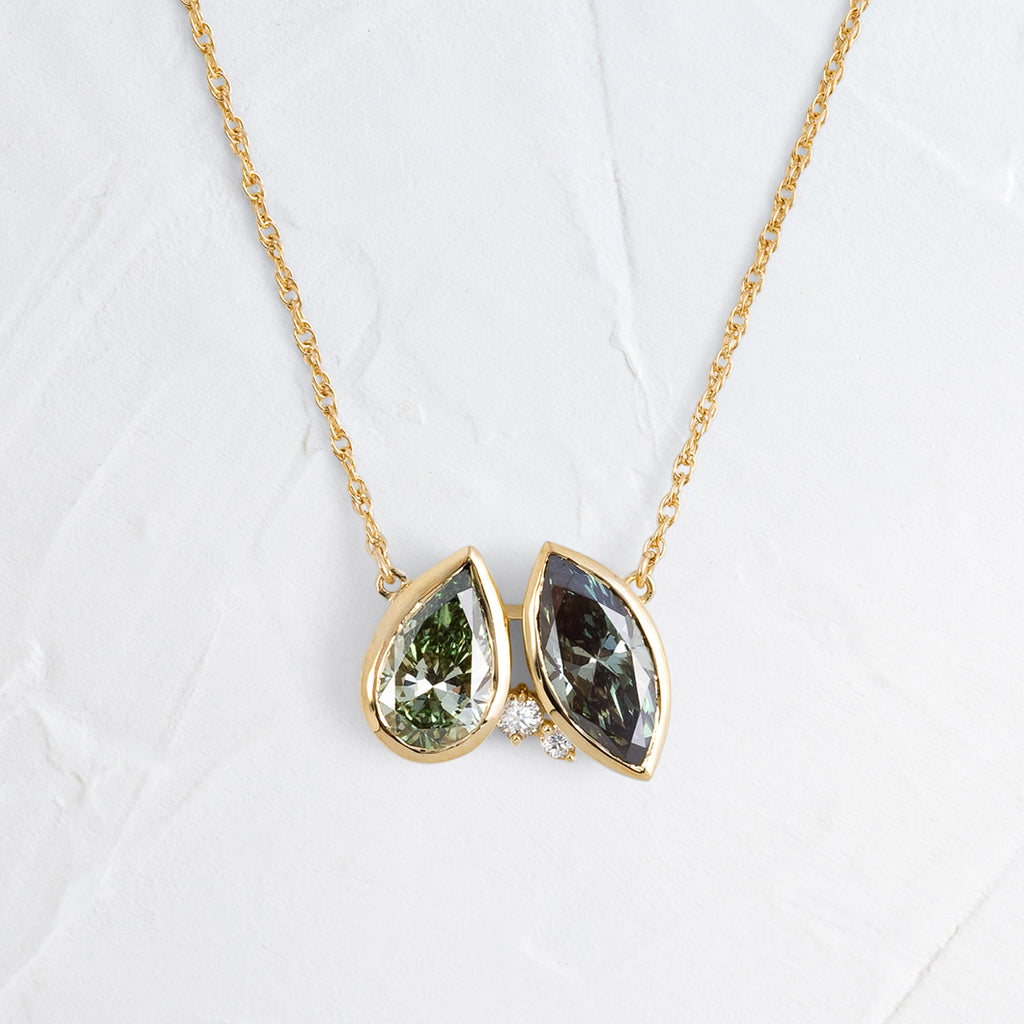 Tandem Necklace, 2.09ctw. Lab-Grown Green Diamonds, Edition  display picture 2