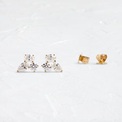 Triple Diamond Cluster Studs - In Stock