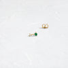 Emerald and Diamond Tinsel Two-Stone Single Stud - In Stock (14k Yellow Gold)