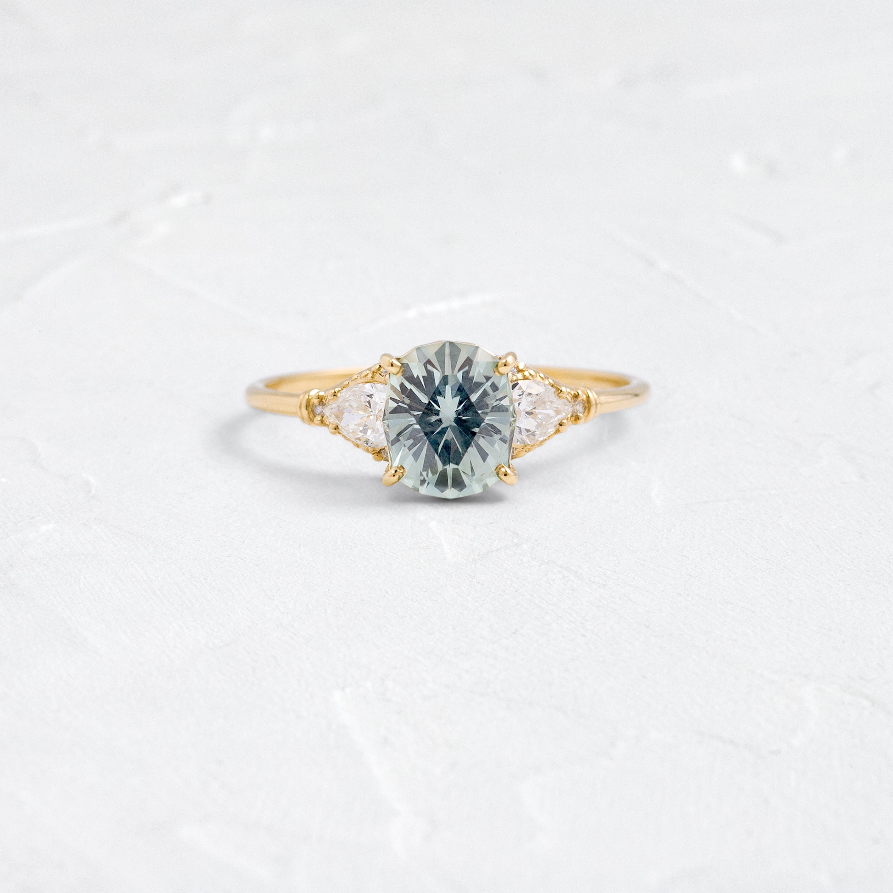 Sunlit Ring, 1.52ct. Greenish-Blue Montana Sapphire | Melanie