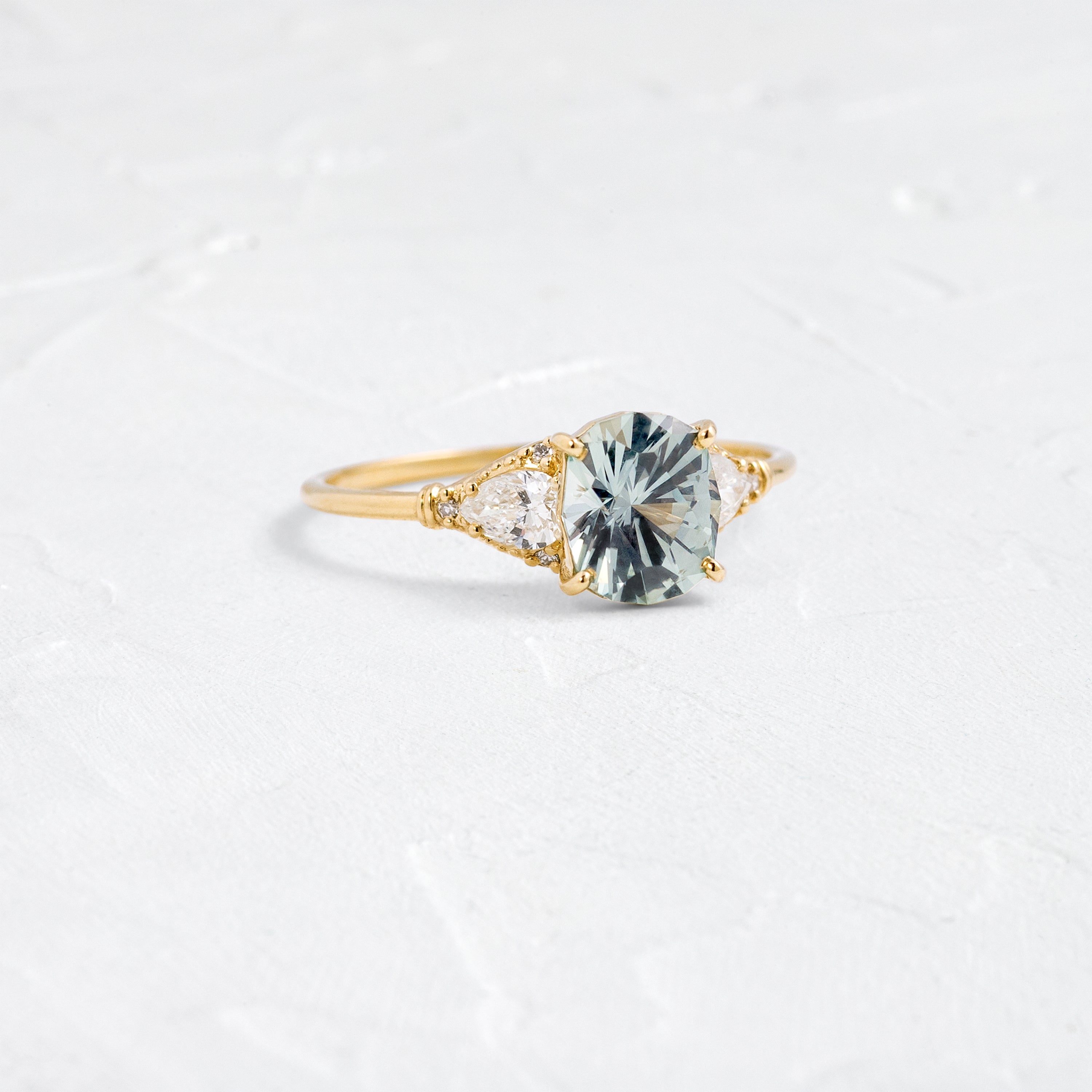 Sunlit Ring, 1.52ct. Greenish-Blue Montana Sapphire | Melanie