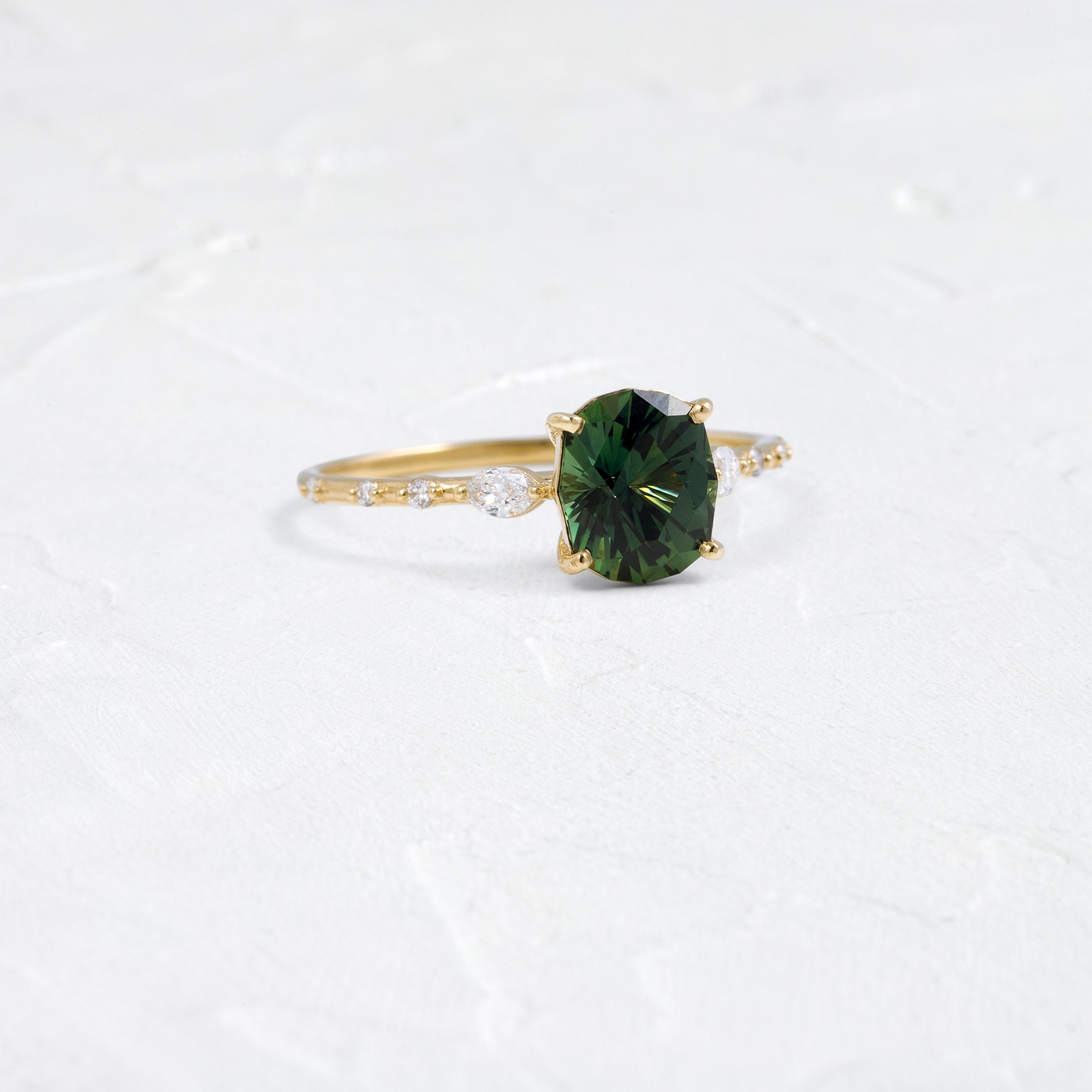 Chorus Ring, 1.58ct. Bluish Green Australian Sapphire | Melanie