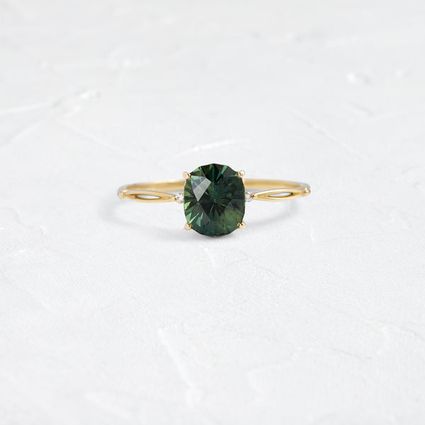Hillside Ring, Bluish Green Australian Sapphire Melanie