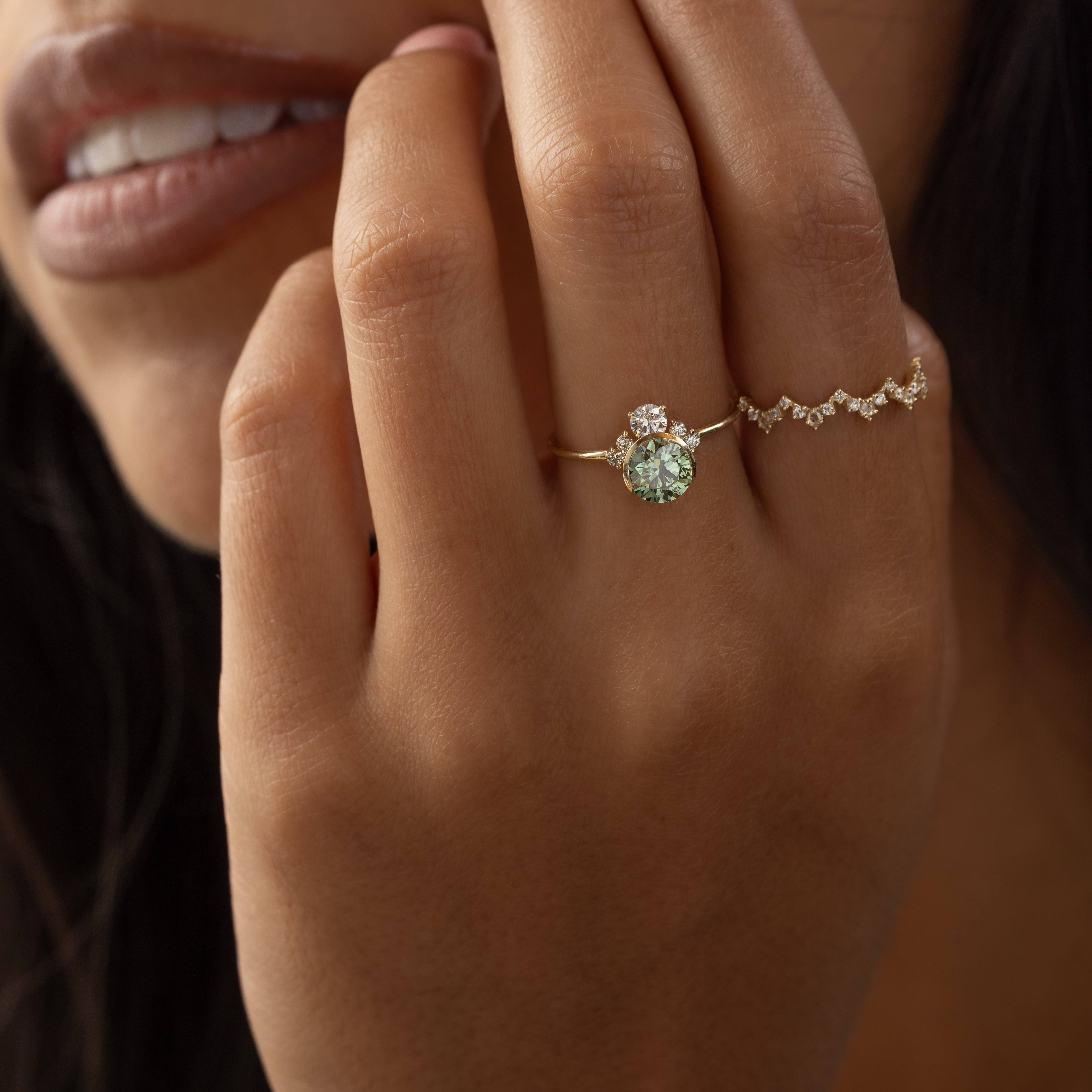 Daybreak Ring, 1.03ct. Lab-Grown Green Diamond | Engagement Ring