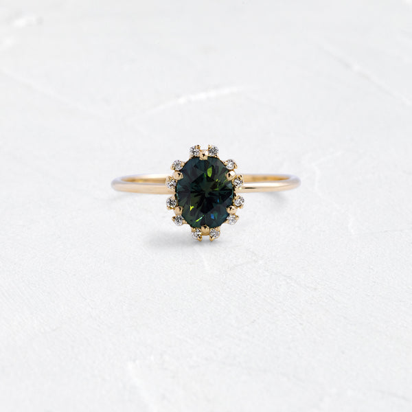 Winters Eve Ring, 1.34ct. Green-Blue Australian Sapphire | Melanie