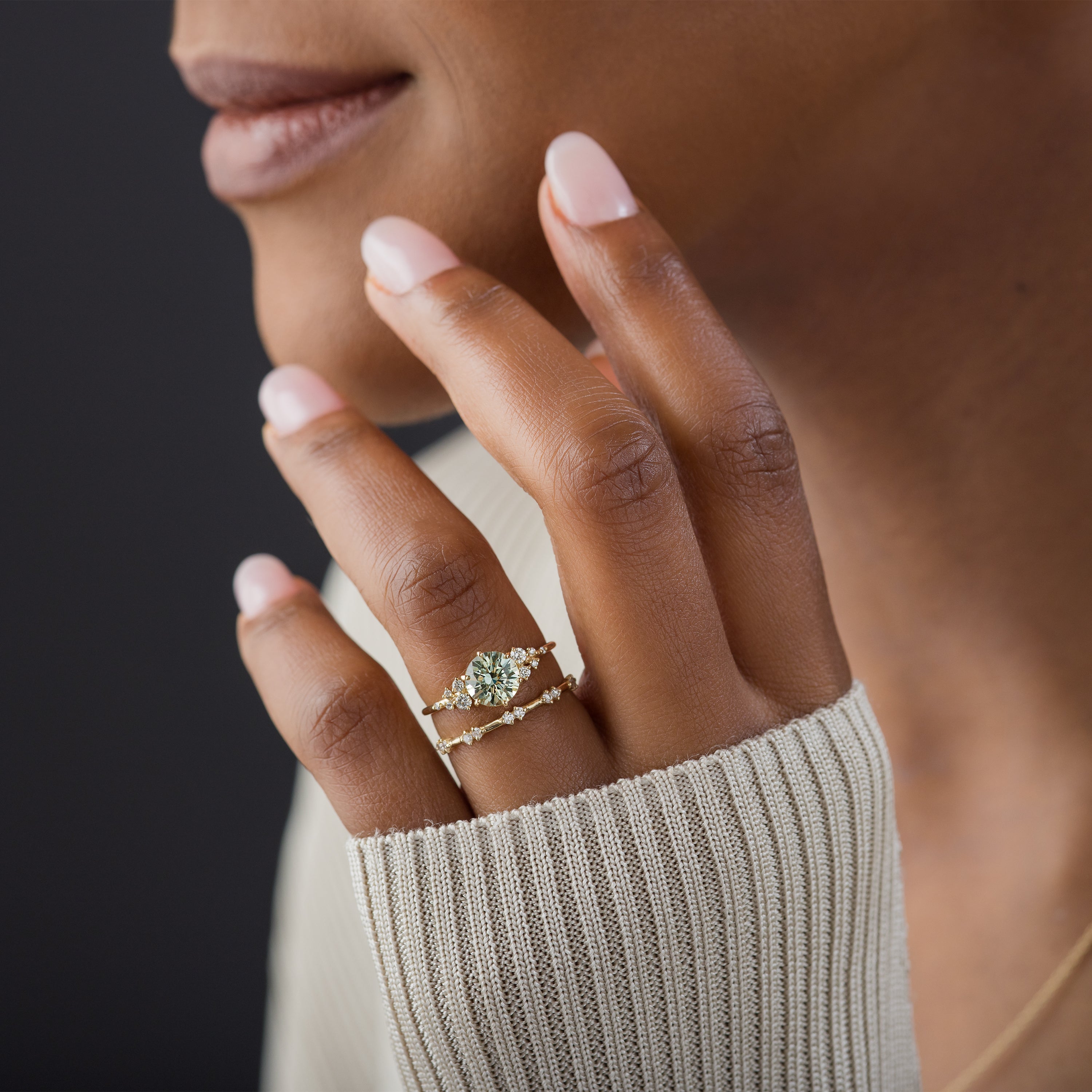 Snowdrift Ring, Yellowish Green Montana Sapphire Melanie