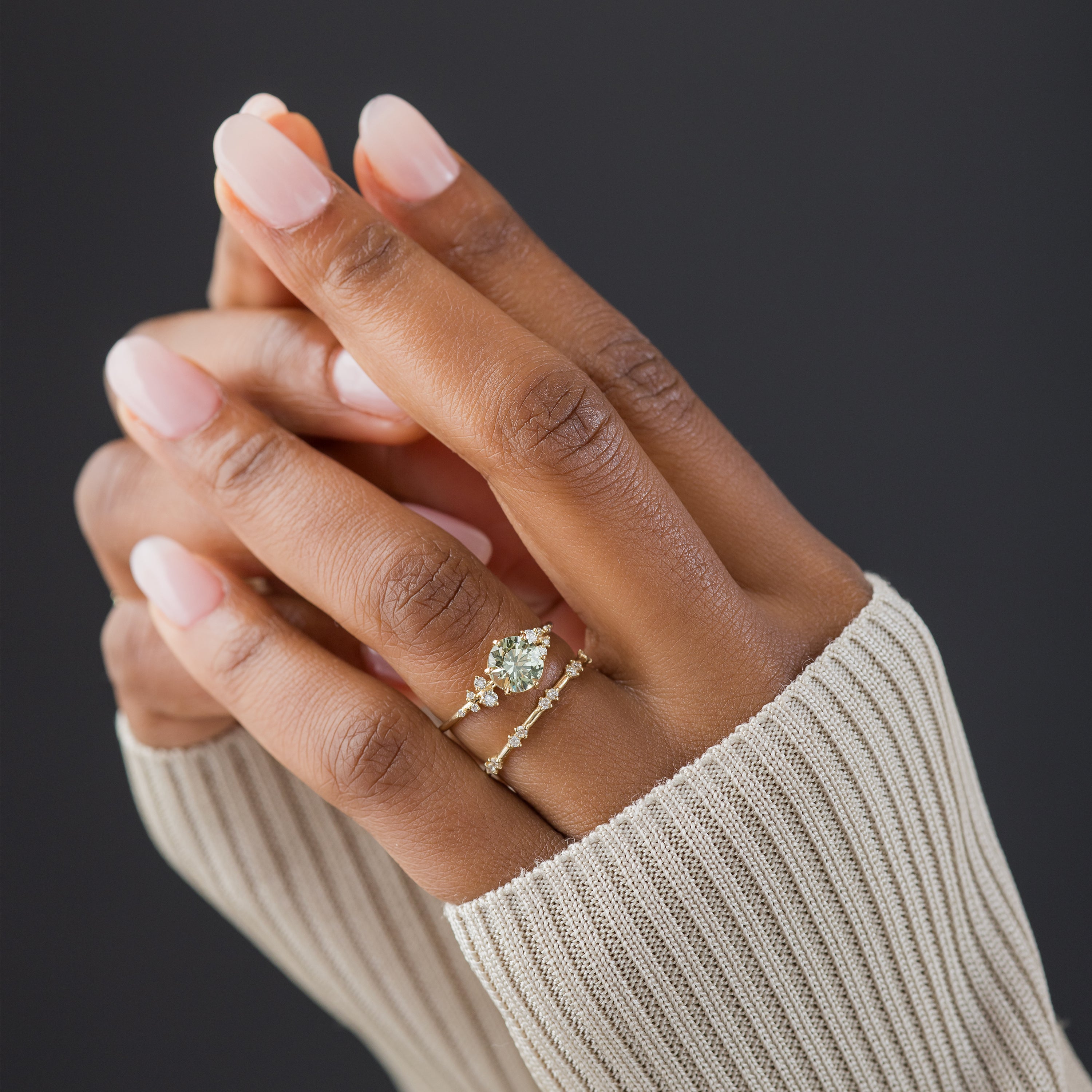Snowdrift Ring, 1.49ct. Yellowish Green Montana Sapphire | Melanie