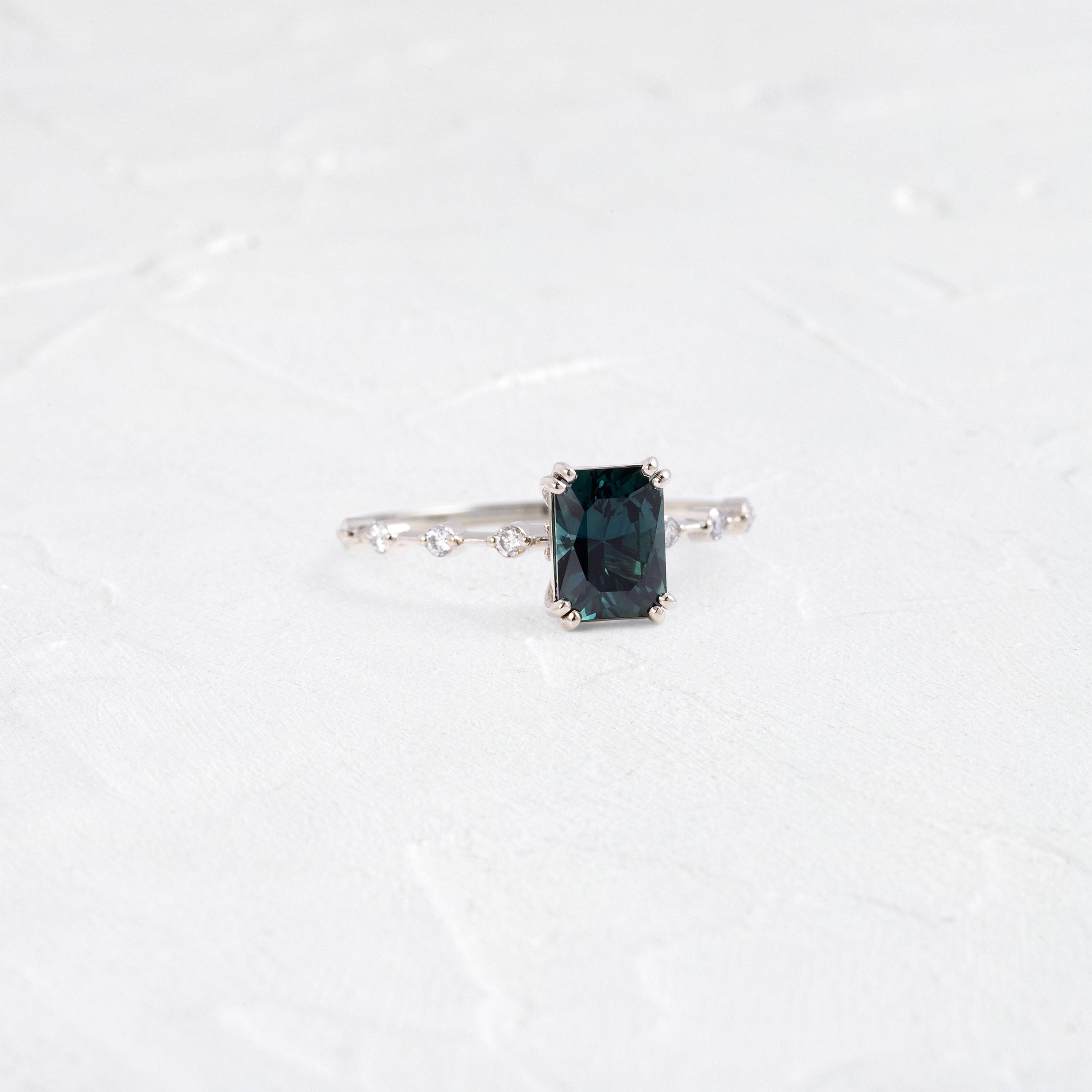 Distance Ring, 1.41ct. Greenish-Blue Australian Sapphire | Melanie