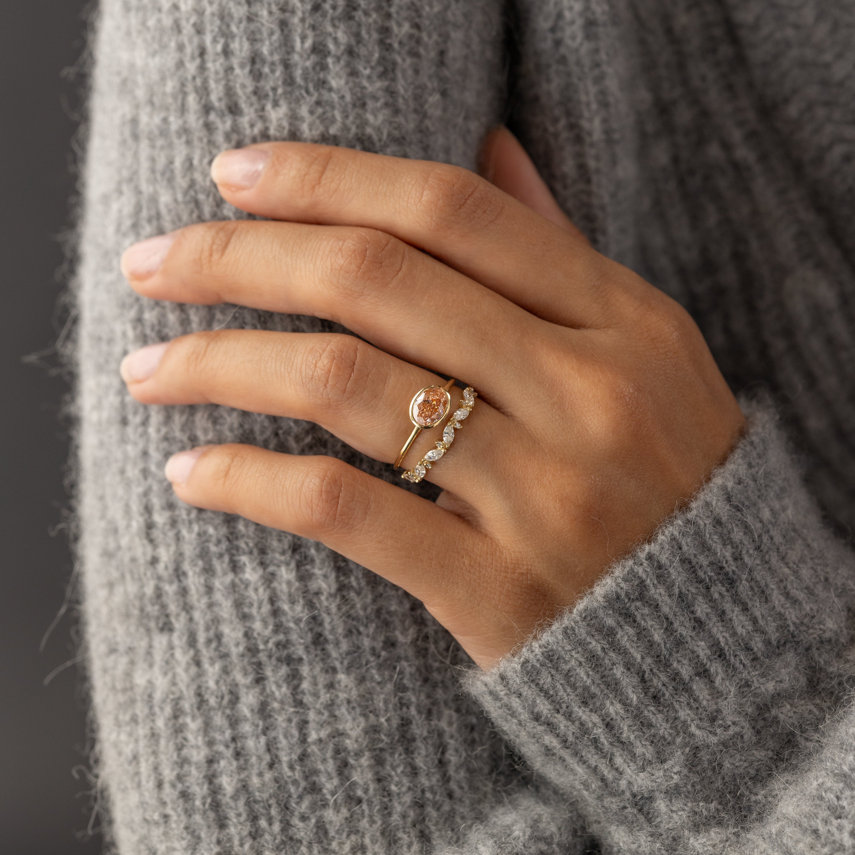 Formation Ring, 1.15ct. Lab-Grown Orangey-Pink Diamond | Melanie