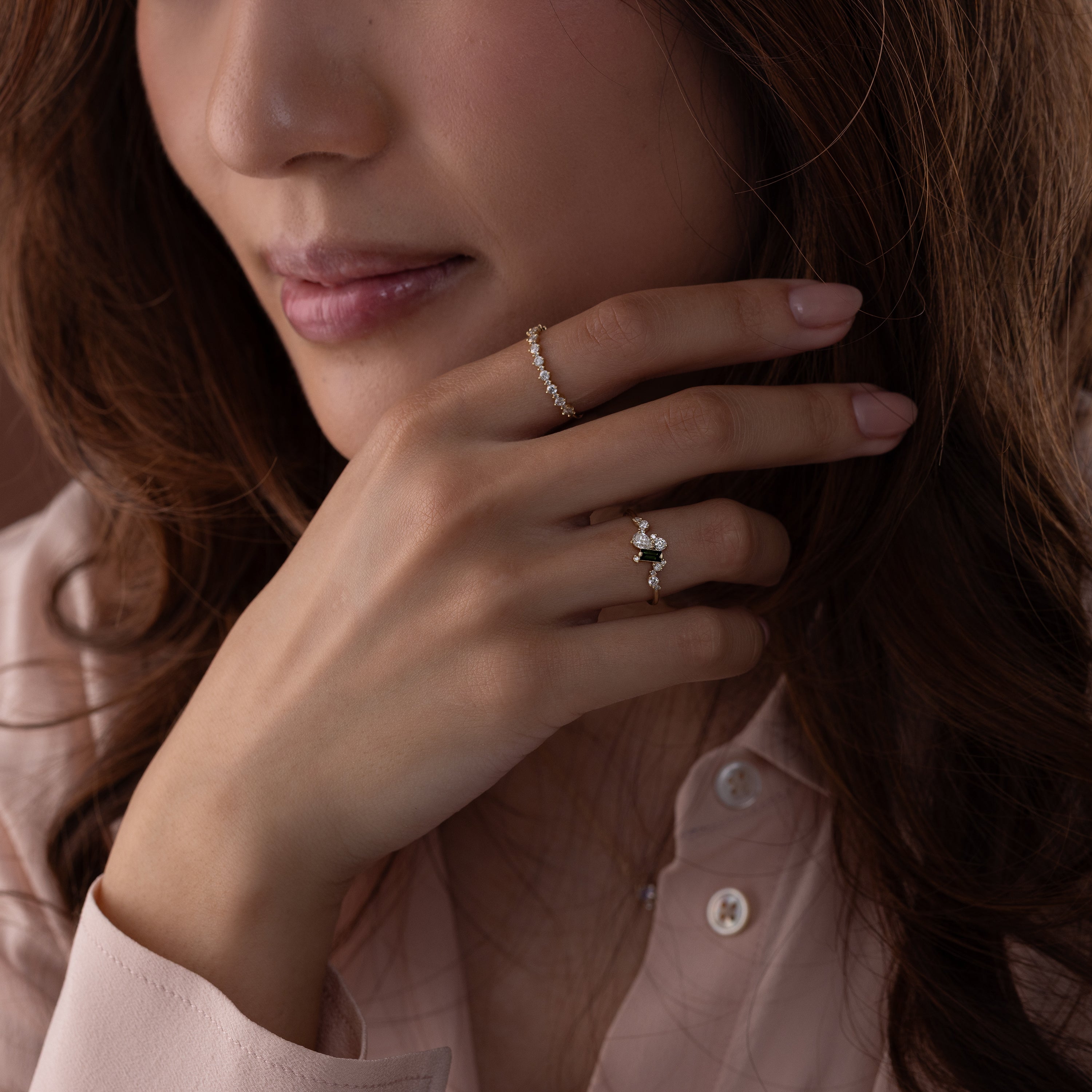 Baguette Cluster Ring in Tourmaline | Melanie Casey Jewelry