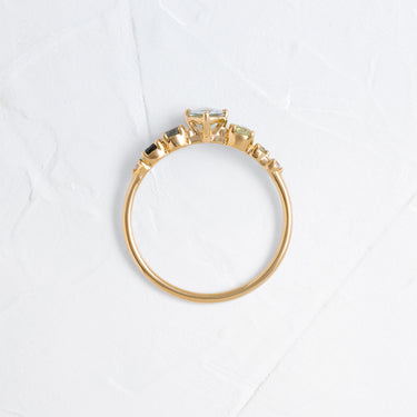 Seafoam Linear Cluster Ring with Aquamarine