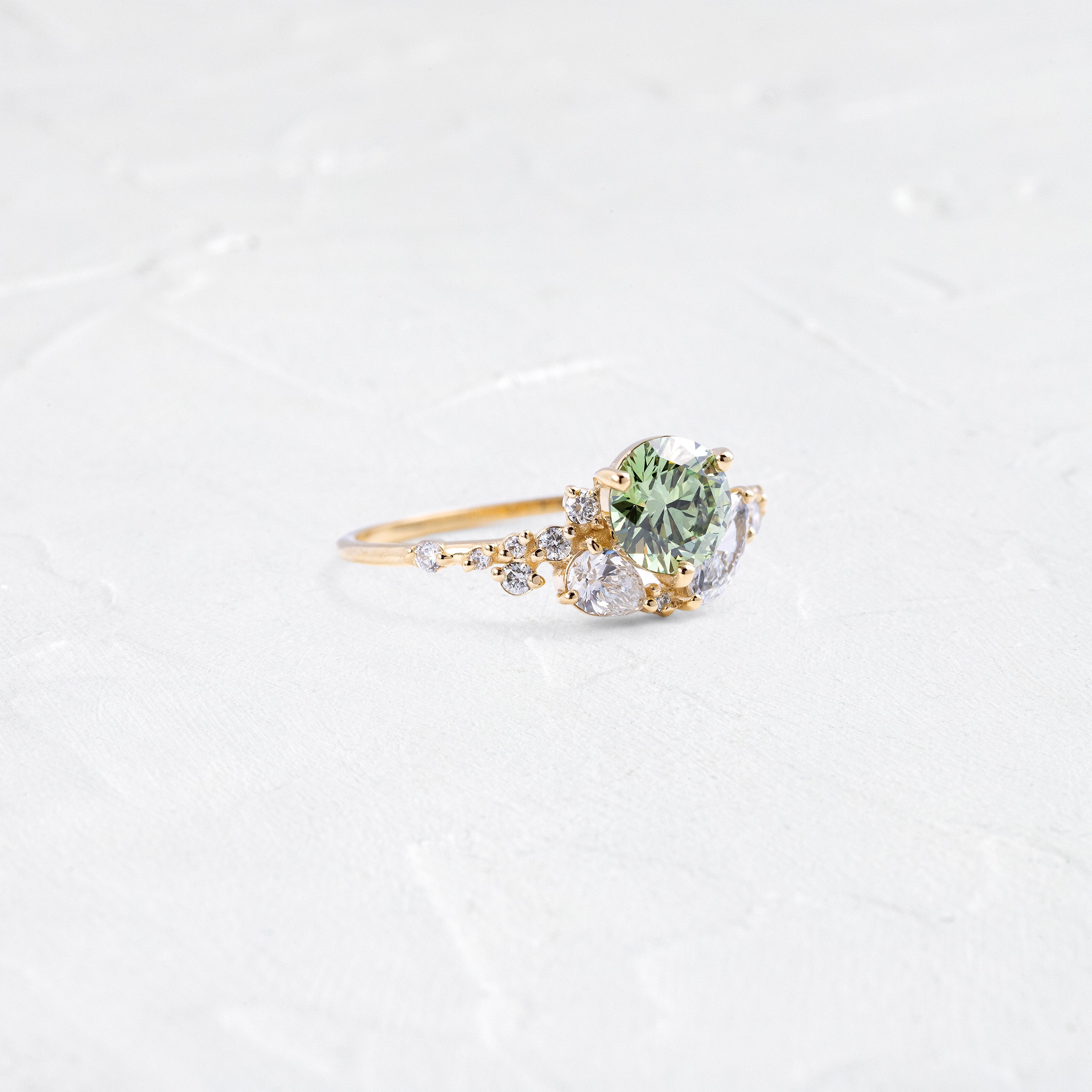 Precipice Ring, 0.83 Lab-Grown Green Diamond | Melanie Casey Fine