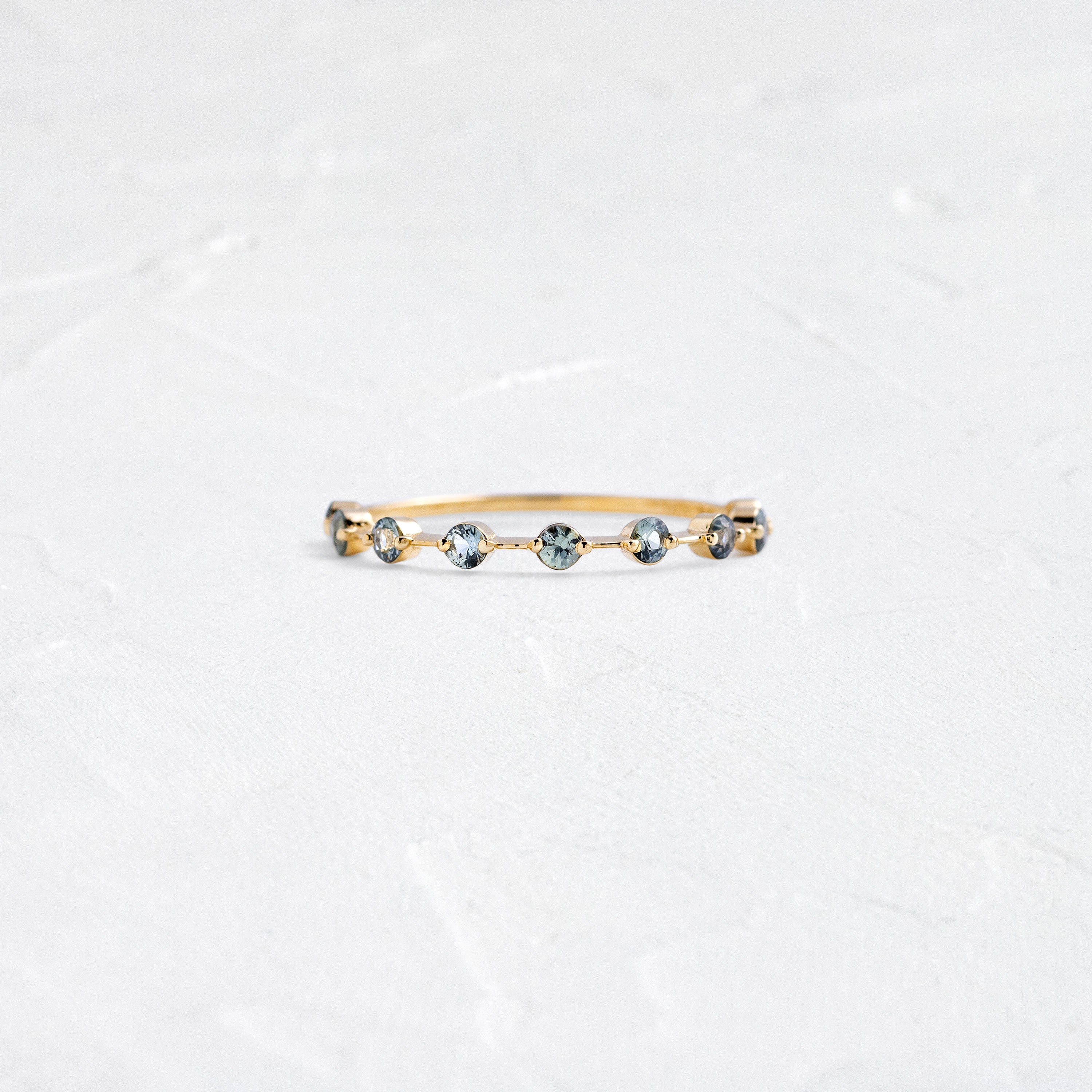 Teal Sapphire Petite Diamond Distance Band | Handcrafted Wedding
