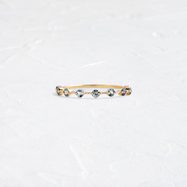 Teal Sapphire Petite Diamond Distance Band Handcrafted Wedding