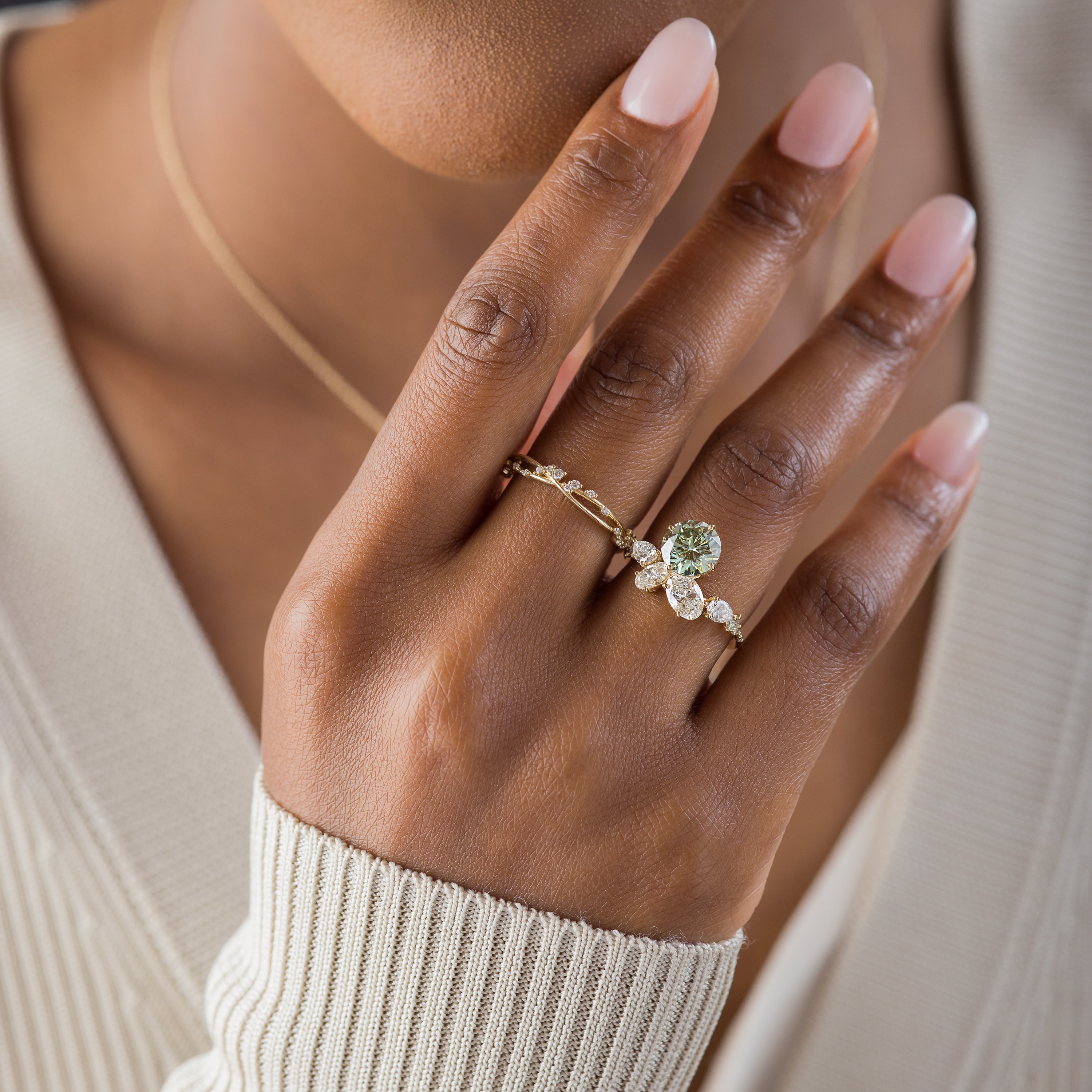 Traverse Ring, 1.69ct. Lab-Grown Mint Green Diamond | Melanie