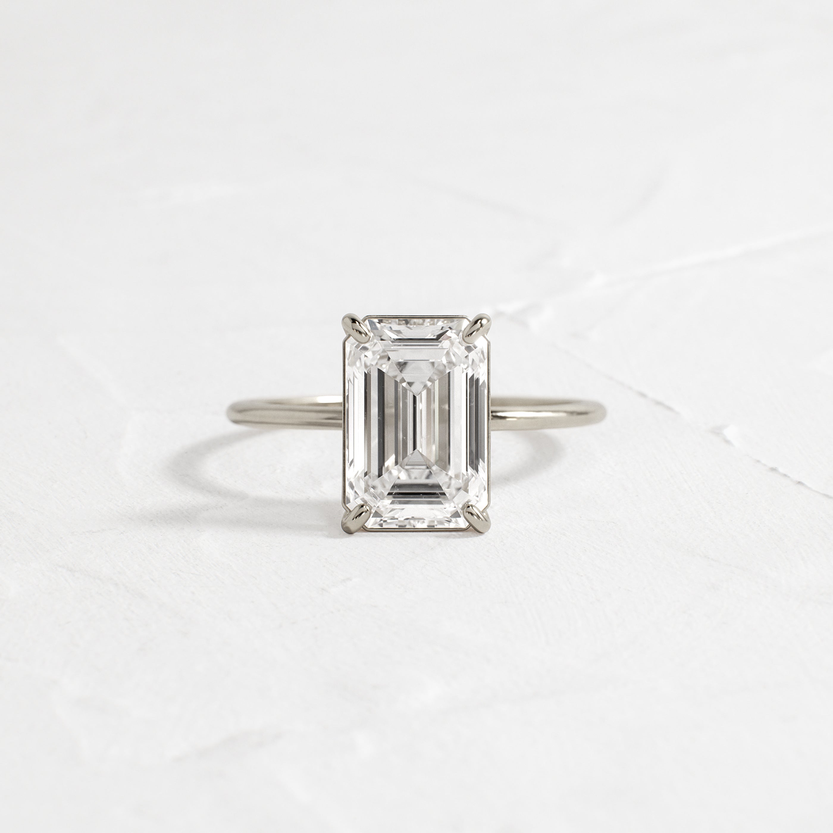 Wedding Ring Whisper Thin Band Width Whisper Ring, Emerald Cut
