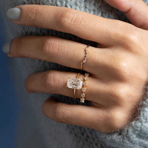 Dainty 10k Yellow Gold Emerald Solitaire Ring - Genuine Emerald, Swirled Band, Size 9, Engagement/Promise Ring