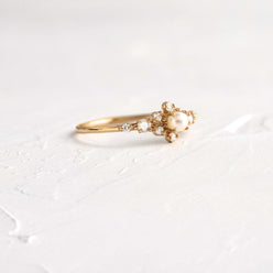 Pearl Siren Ring in 14k yellow gold