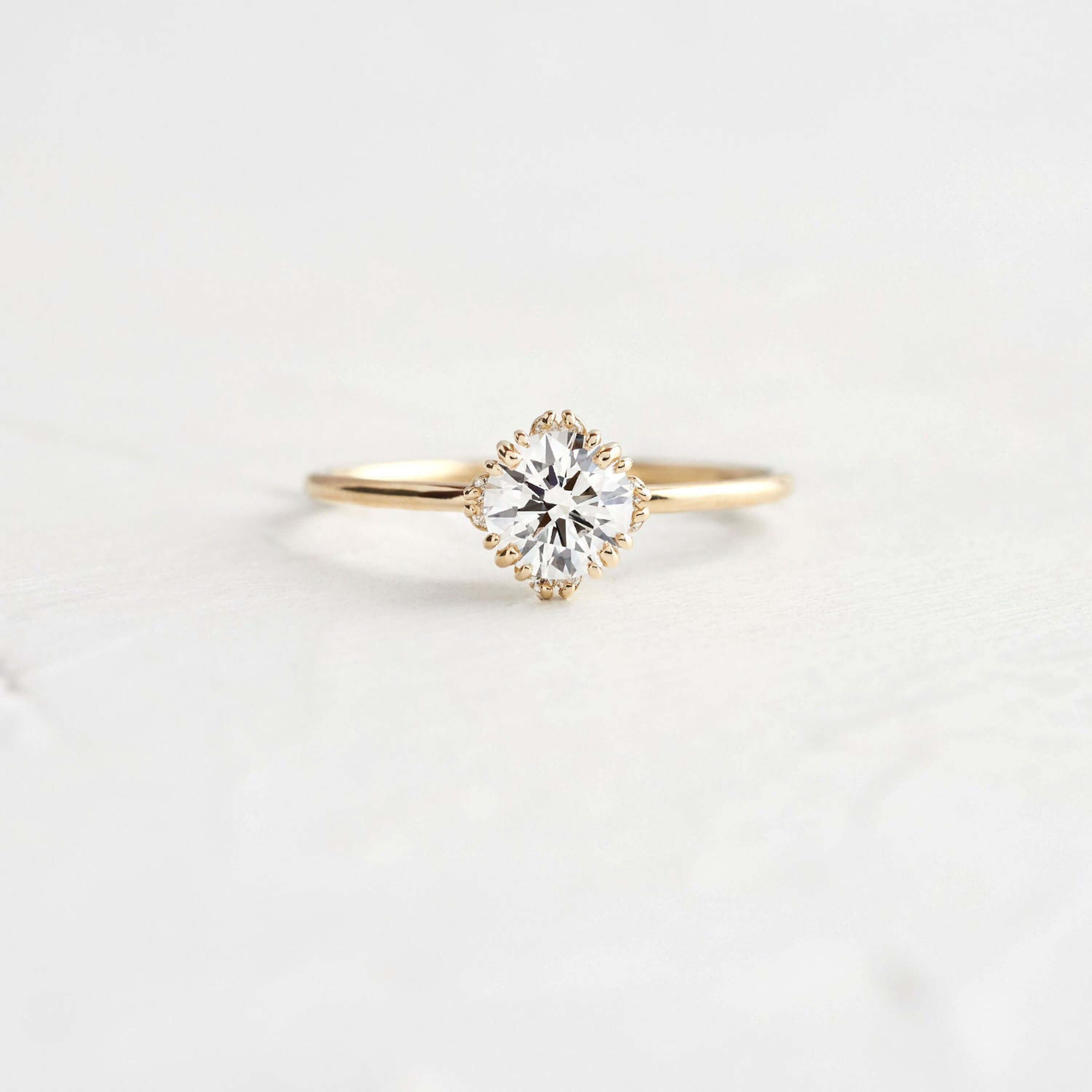 Round Diamond Halo Engagement Ring, Lab Grown Diamond Ring